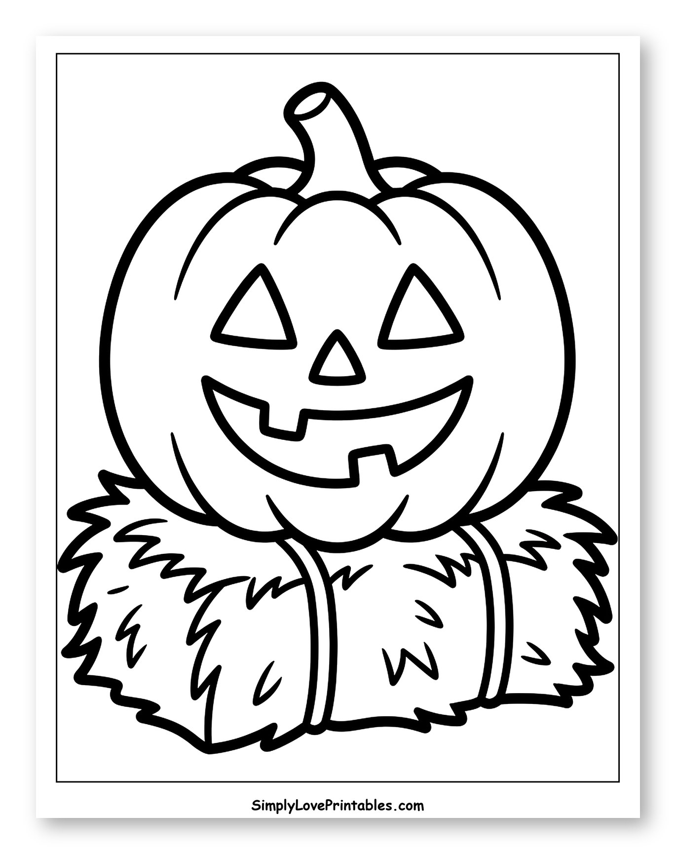 Smiling Jack-O'-Lantern on a Hay Bale