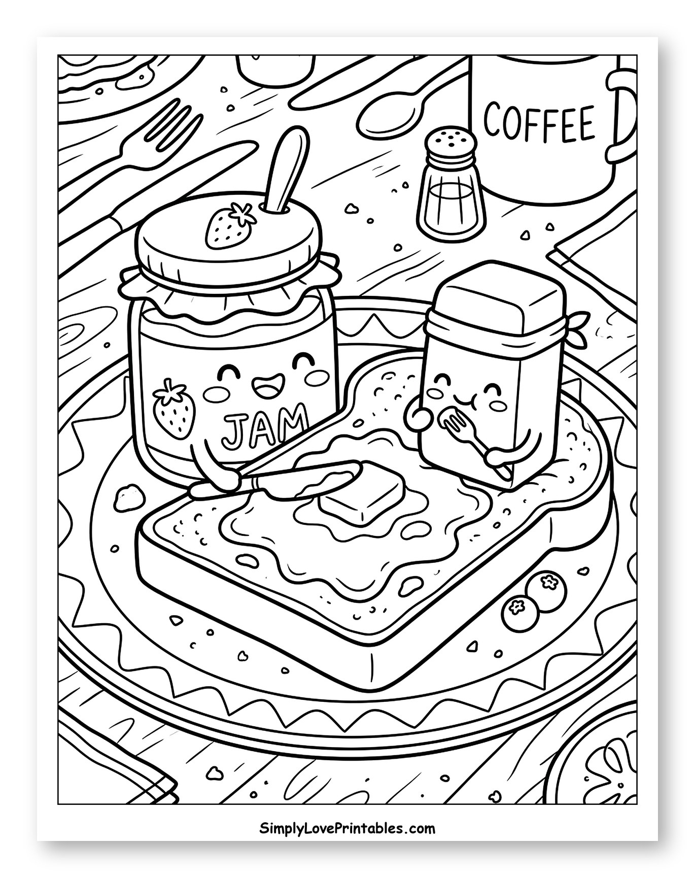 Smiling Jar of Jam and Buttered Toast