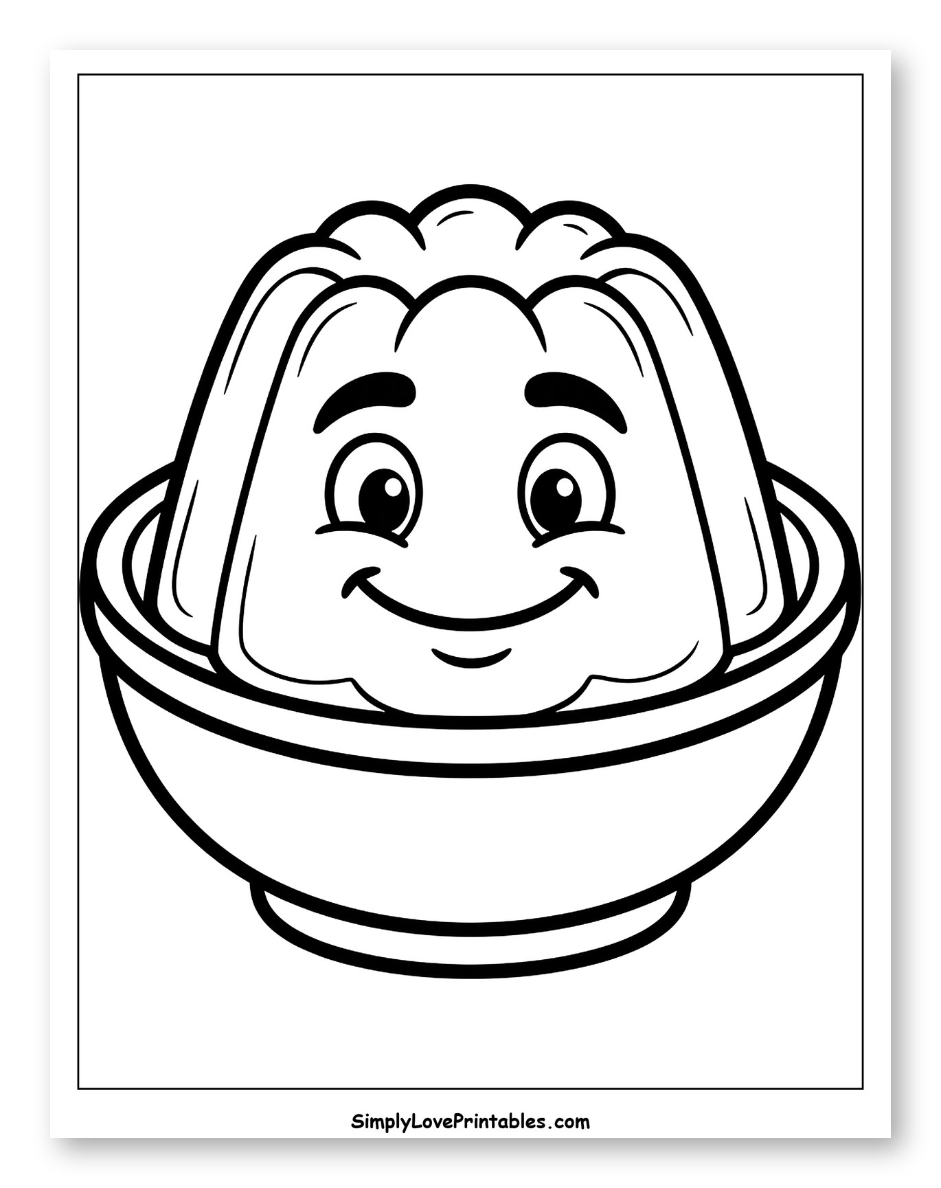 Smiling Jello Character in a Bowl Coloring Sheet for Toddlers