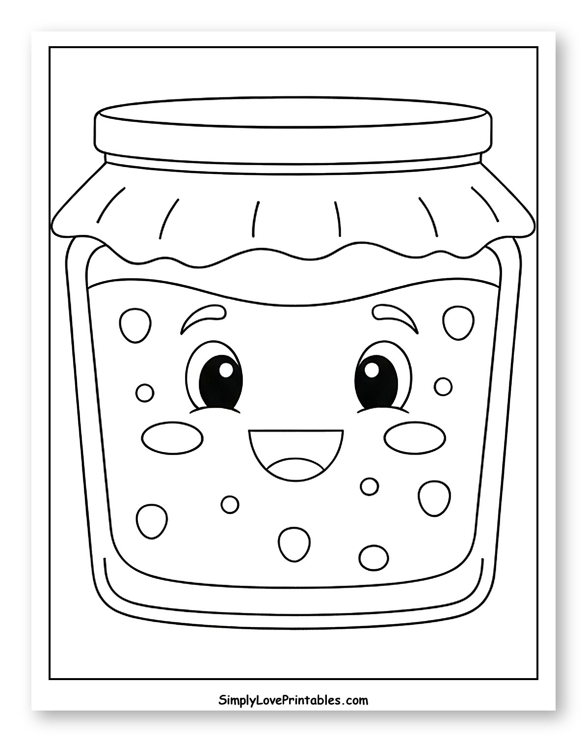 Smiling Jelly Jar with Cloth Cover Coloring Page for Toddlers