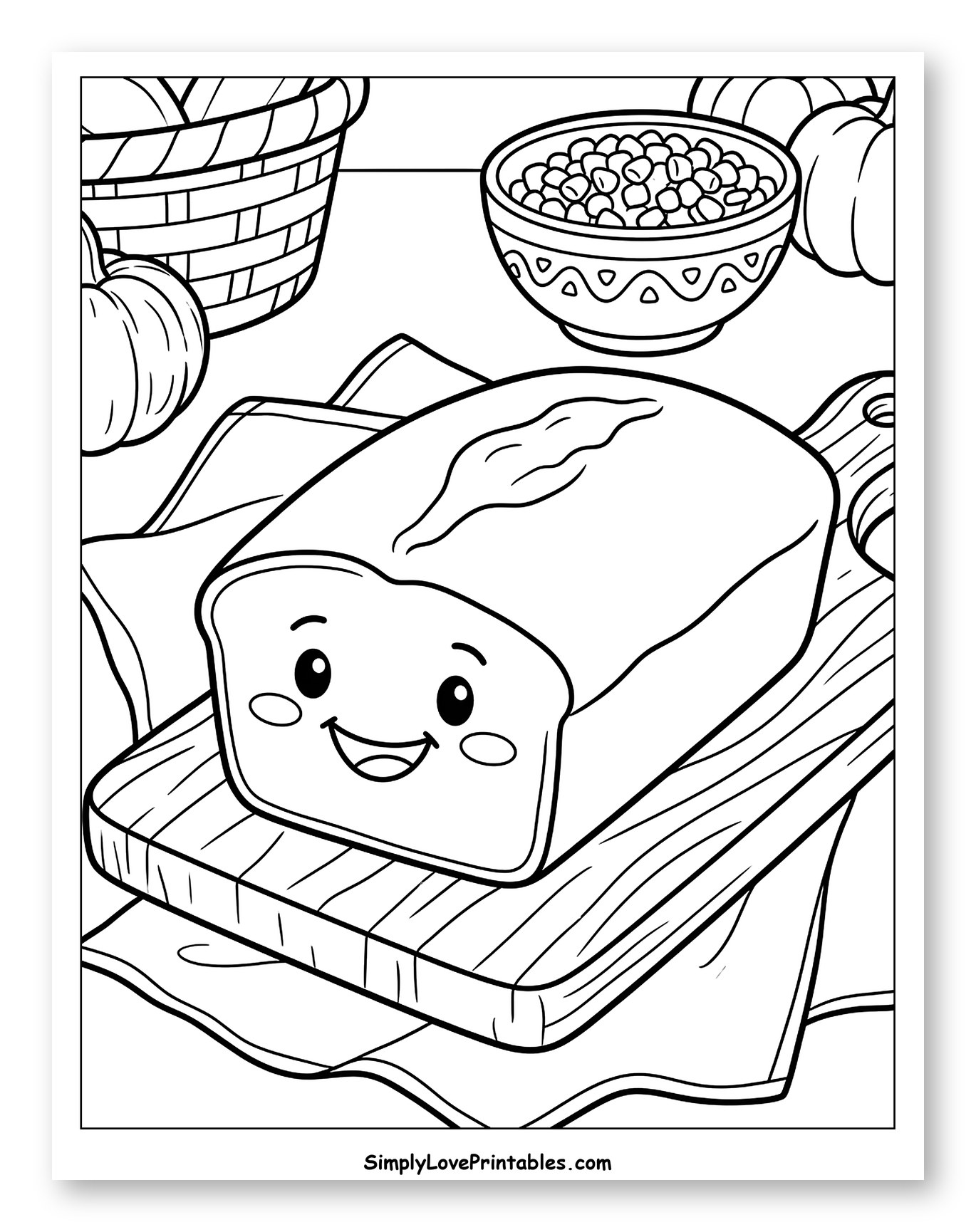 Smiling Kawaii Loaf of Thanksgiving Bread