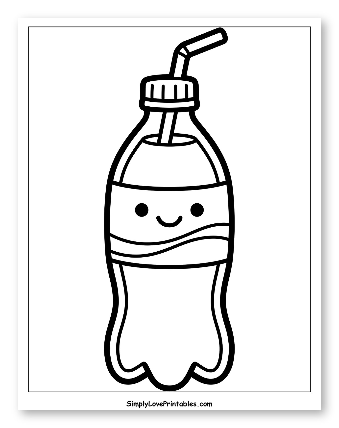 Smiling Kawaii Soda Drink with Straw