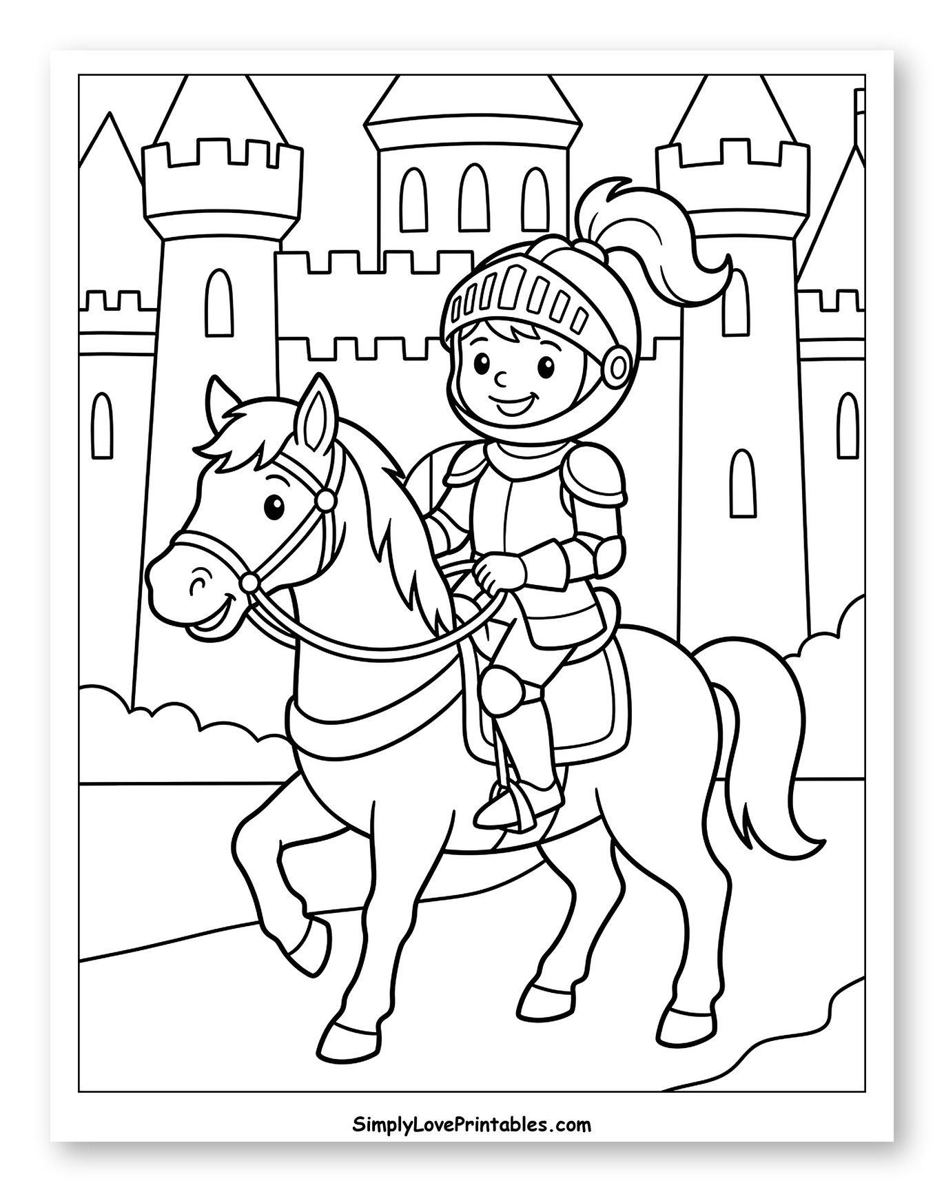 Smiling Knight on Horse with Castle