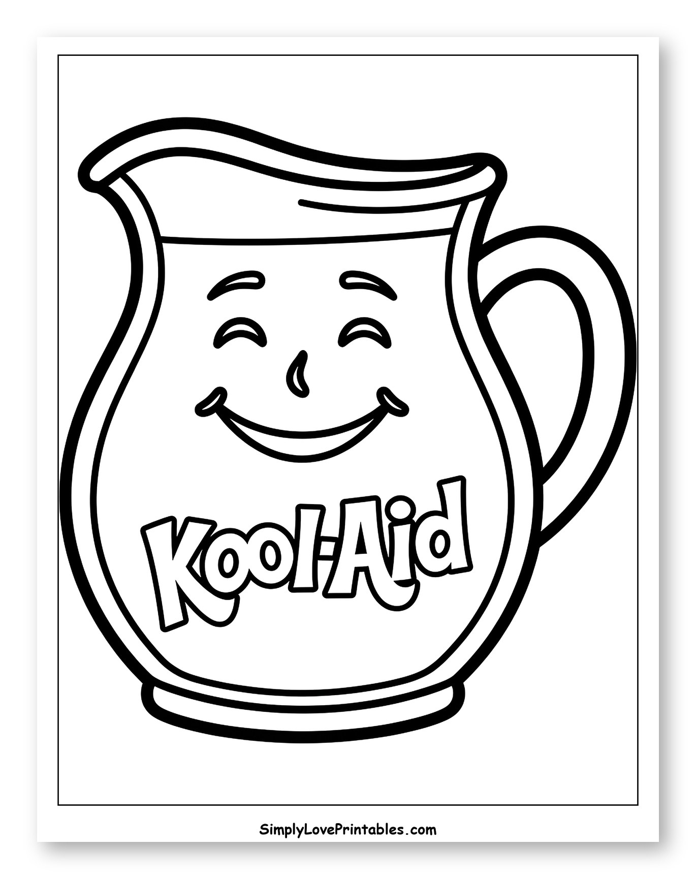 Smiling Kool-Aid Man Pitcher Coloring Page for Toddlers