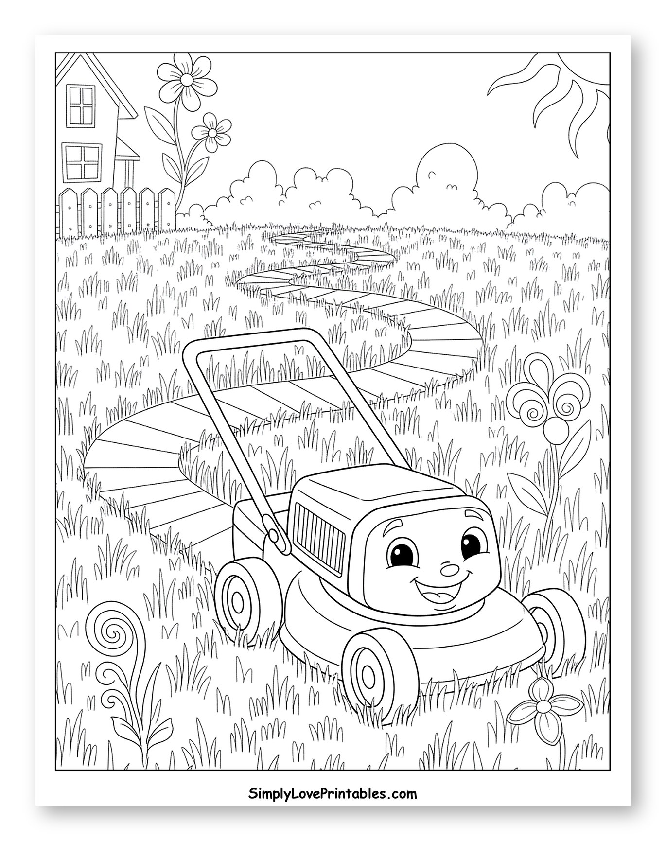 Smiling Lawn Mower on a Sunny Day