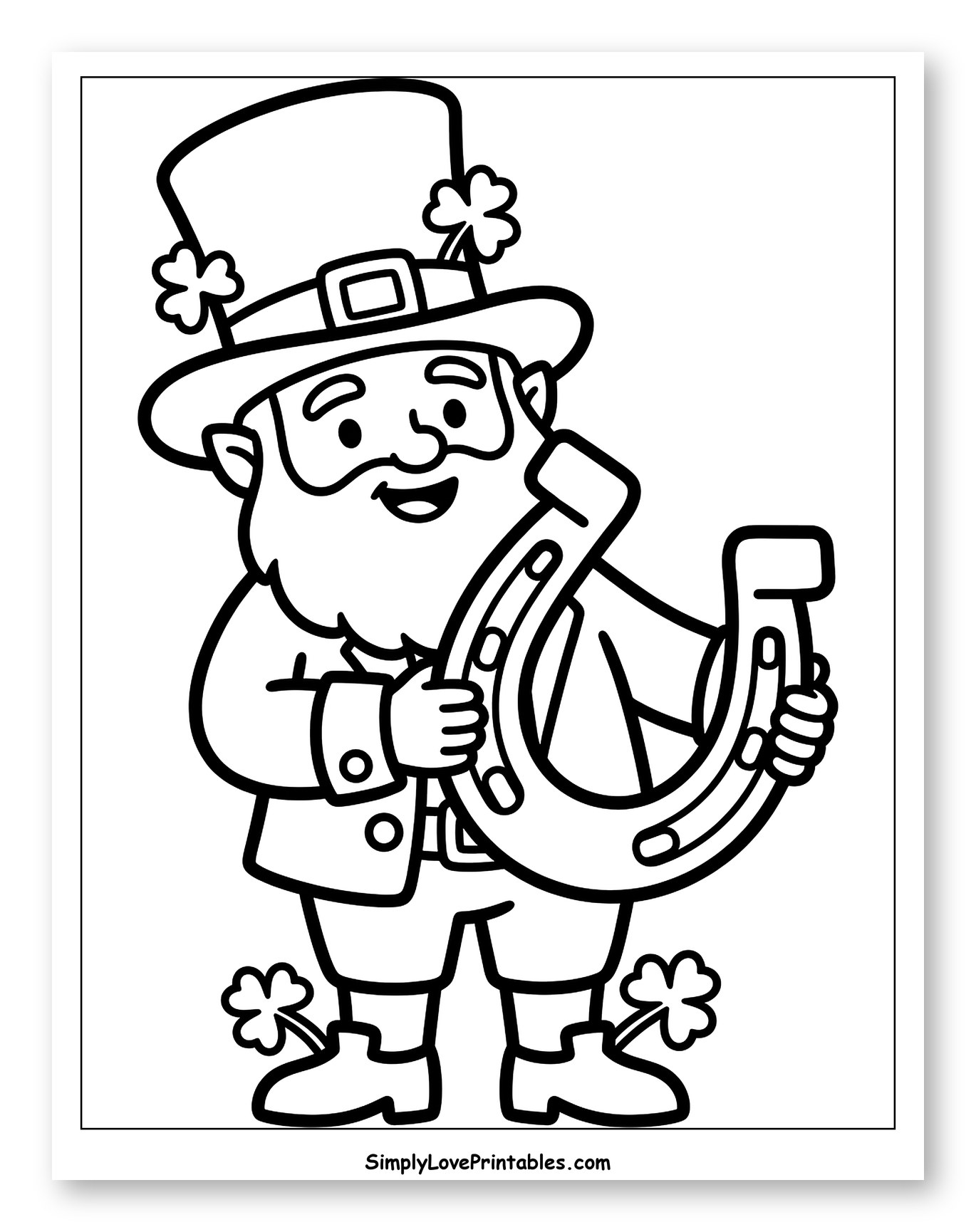 Smiling Leprechaun with a Lucky Horseshoe