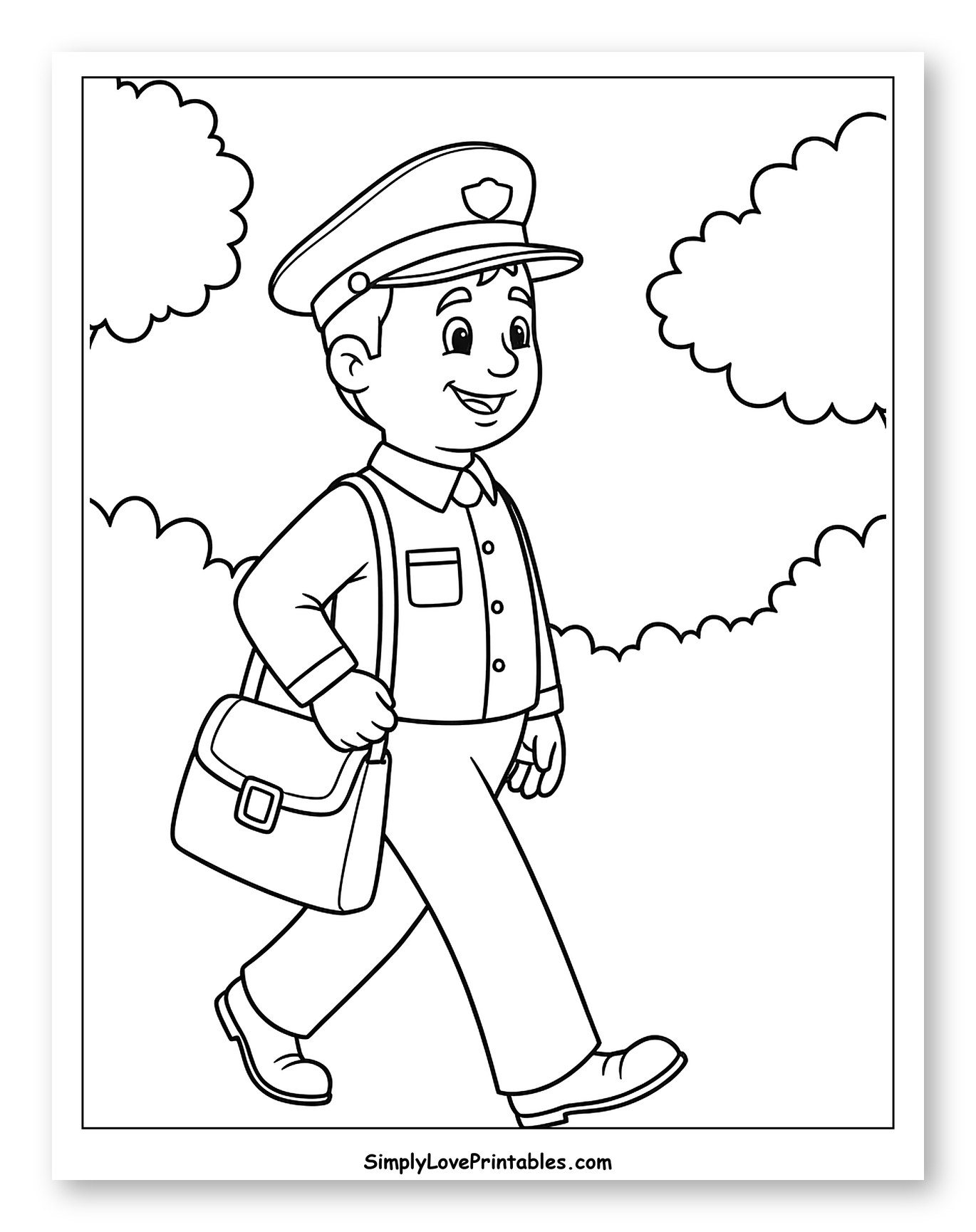 Smiling Mailman Walking with Satchel