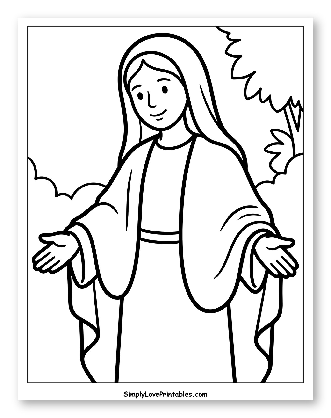 Smiling Mary with Welcoming Hands