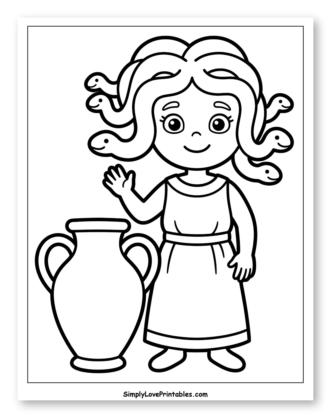 Smiling Medusa Girl Next to Amphora