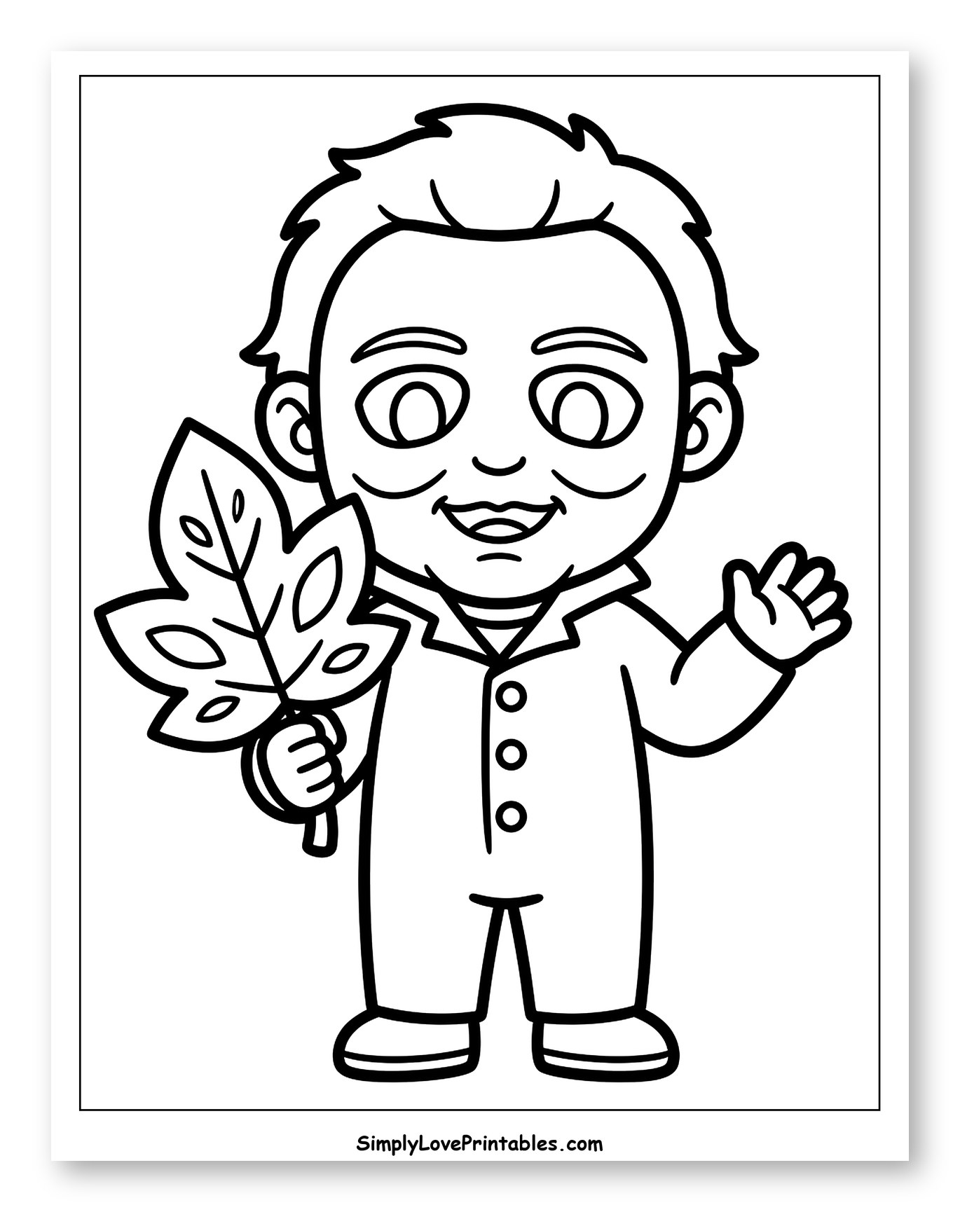 Smiling Michael Myers Holding an Autumn Leaf