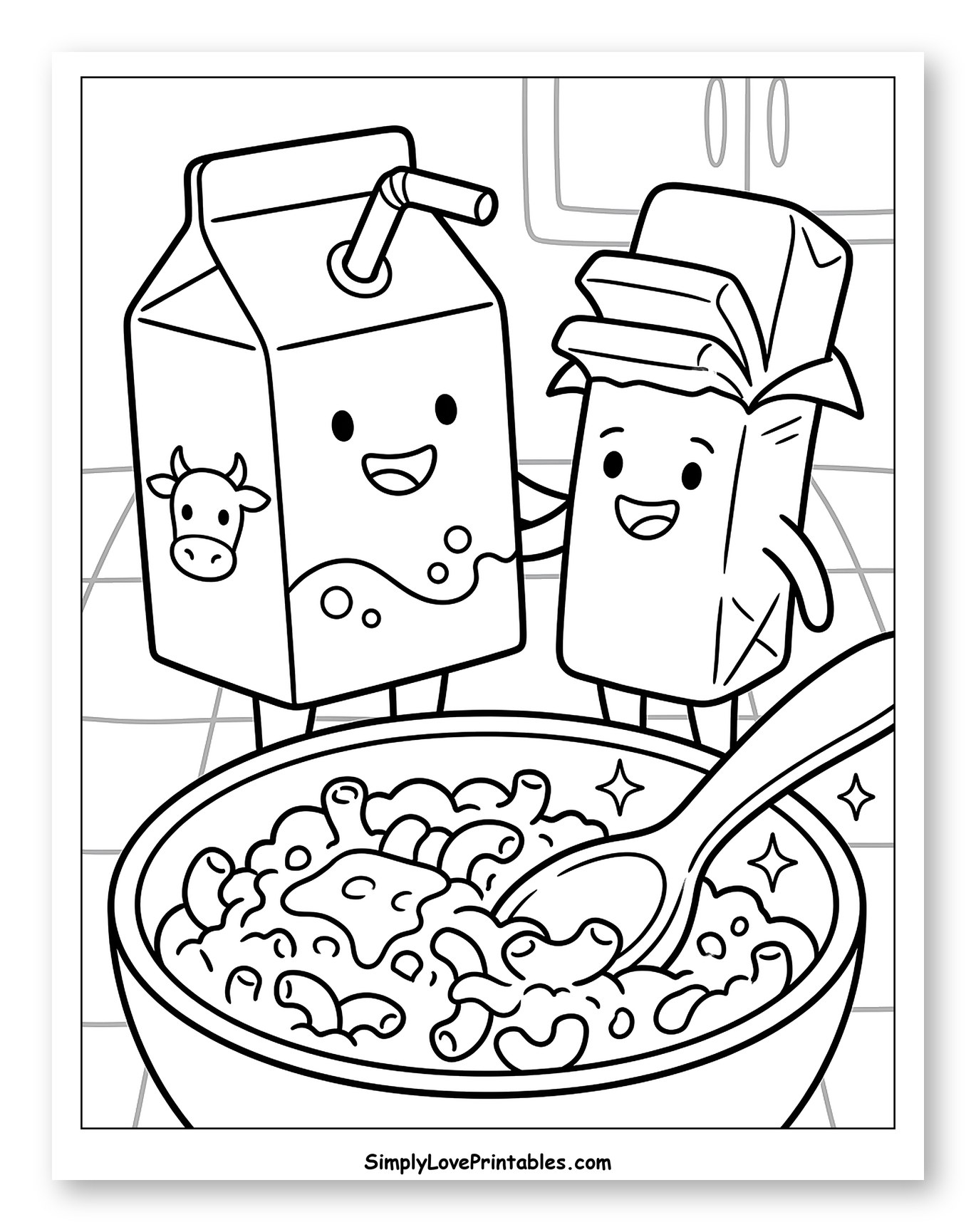 Smiling Milk Carton and Macaroni and Cheese Bowl
