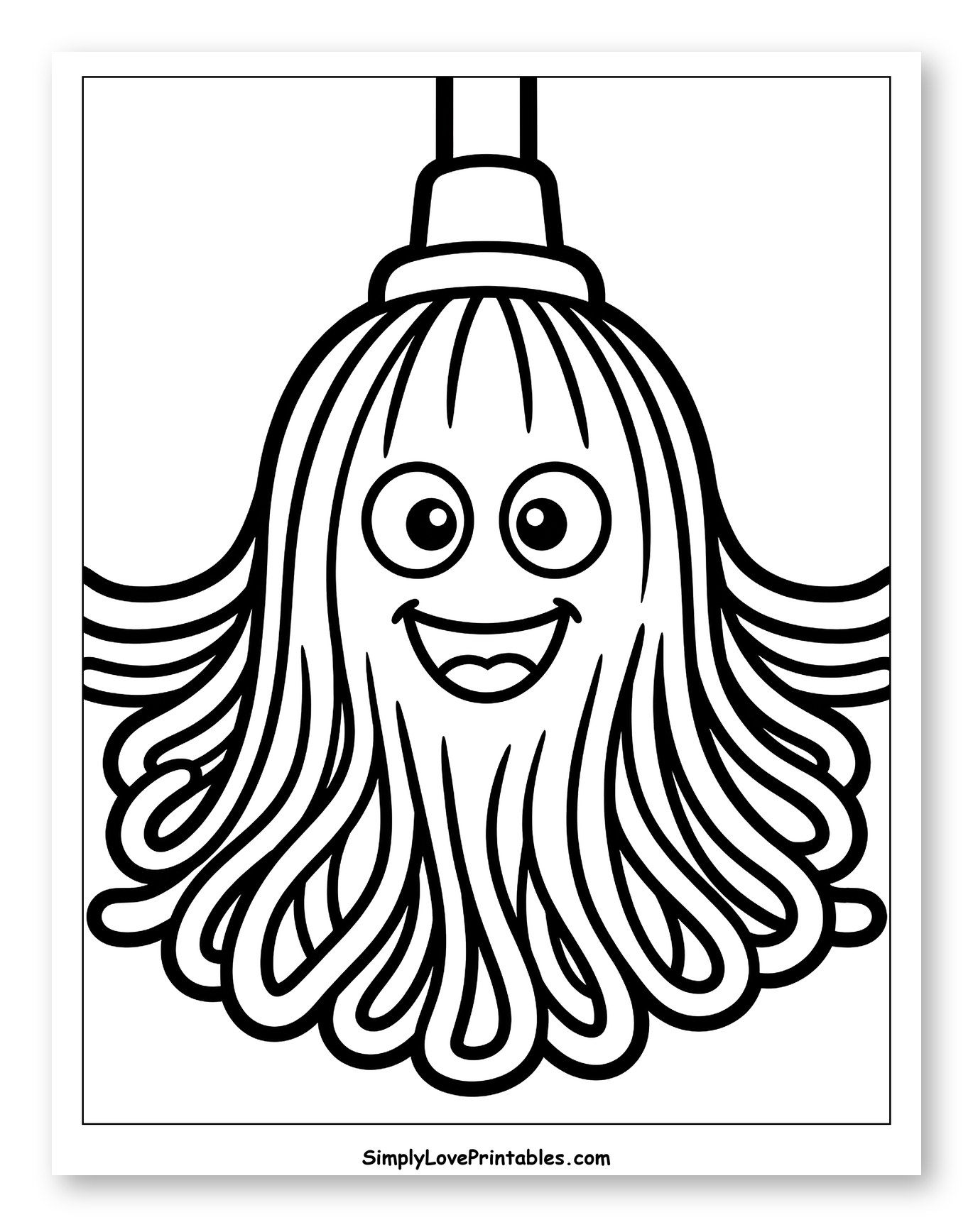Smiling Mop with Big Eyes Coloring Page for Toddlers