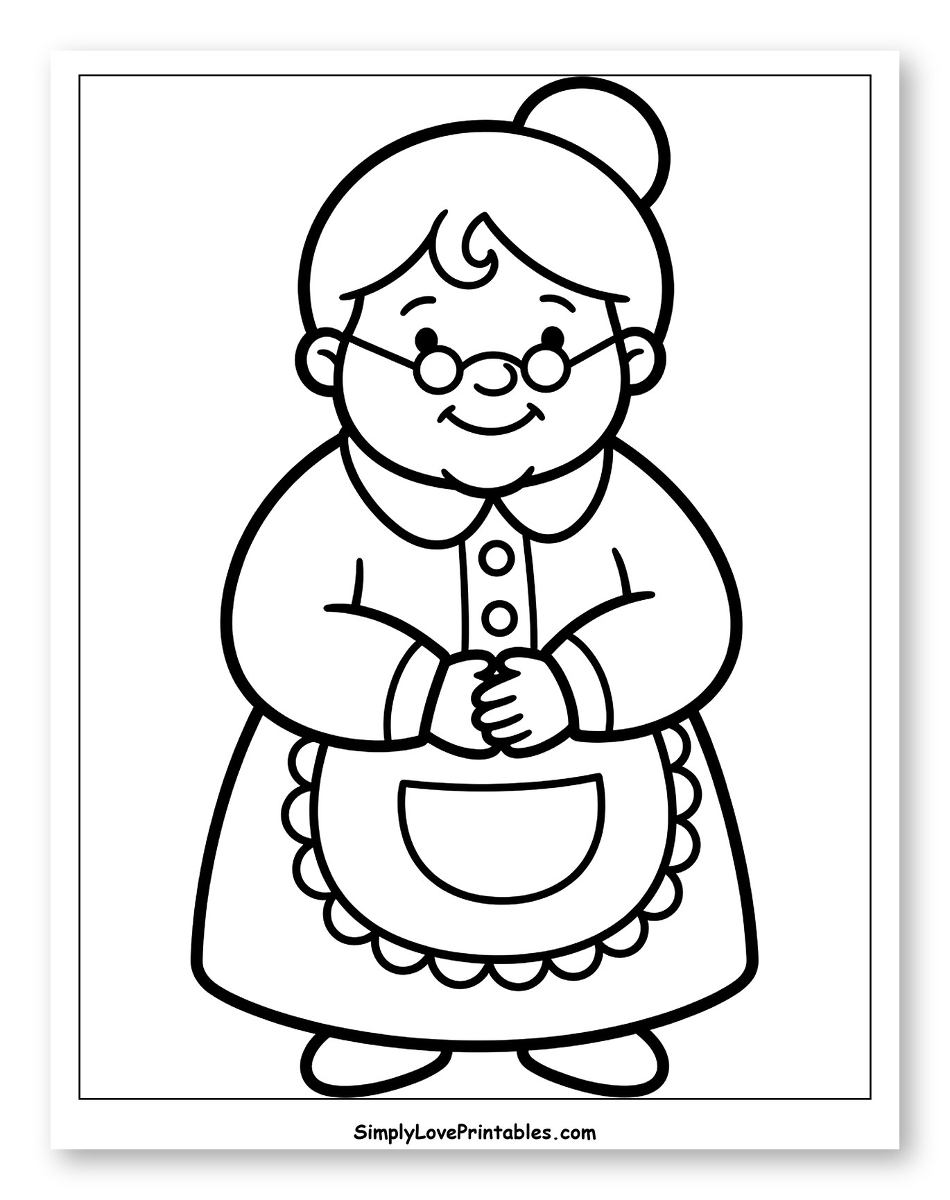 Smiling Mrs. Claus with Glasses and Apron