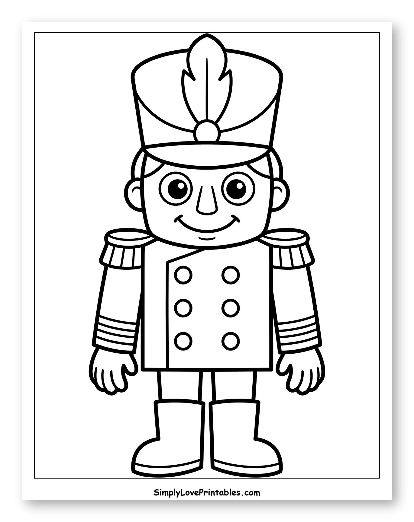 Smiling Nutcracker Soldier in Uniform to Color for Toddlers