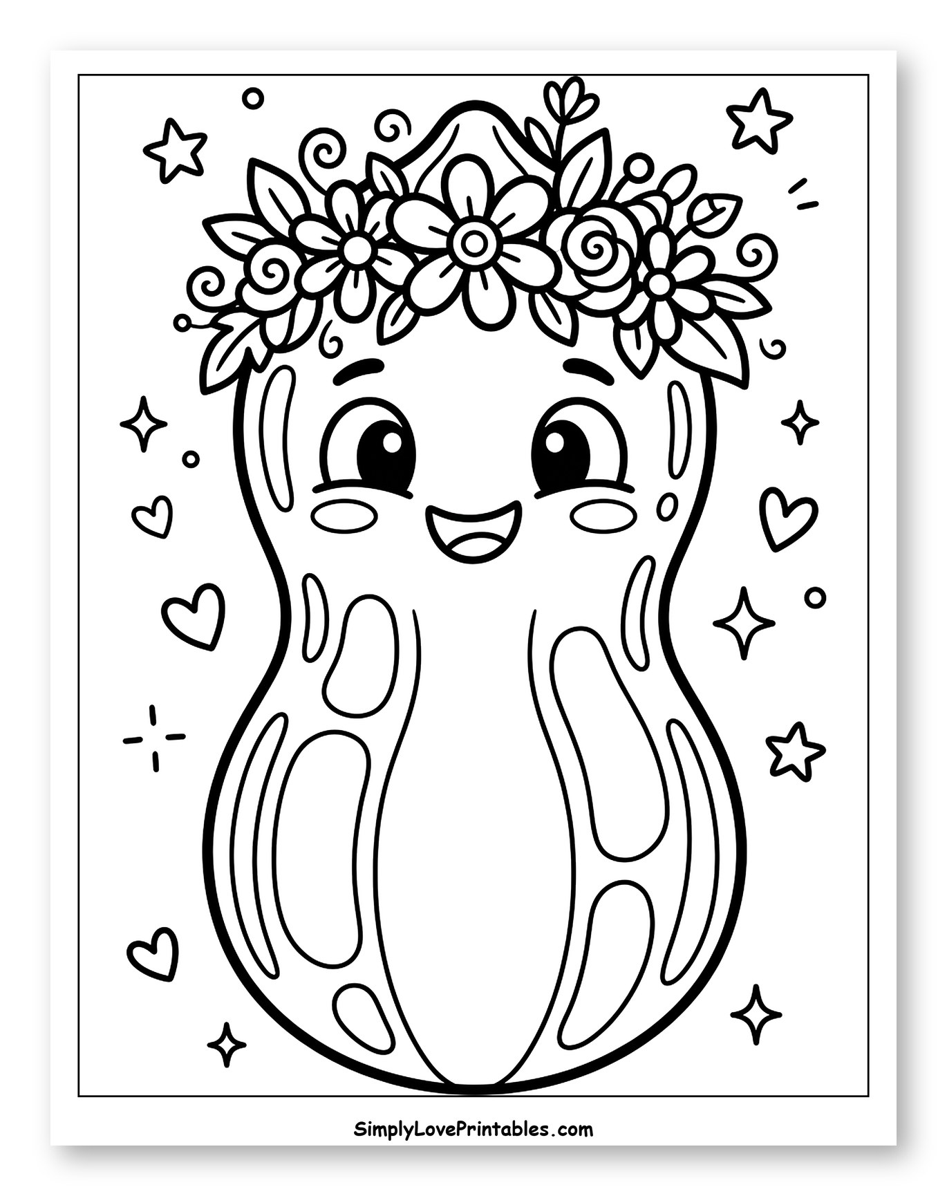 Smiling Peanut Wearing a Flower Crown