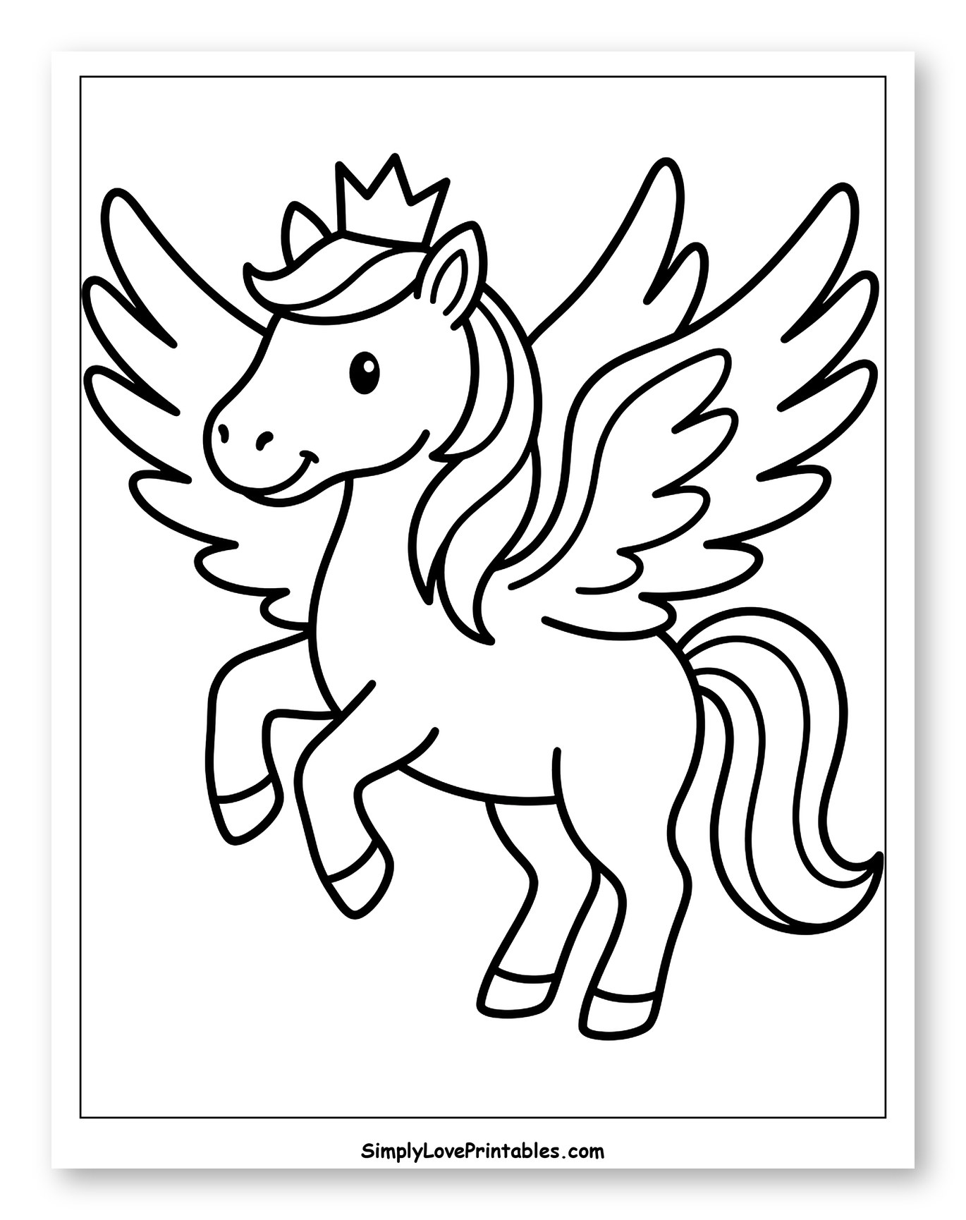 Smiling Pegasus with a Crown and Wings