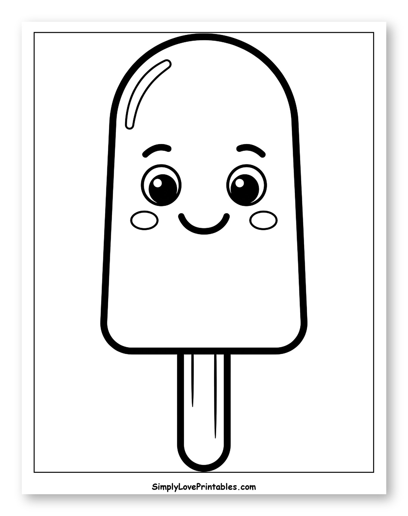 Smiling Popsicle with a Friendly Face to Color for Toddlers