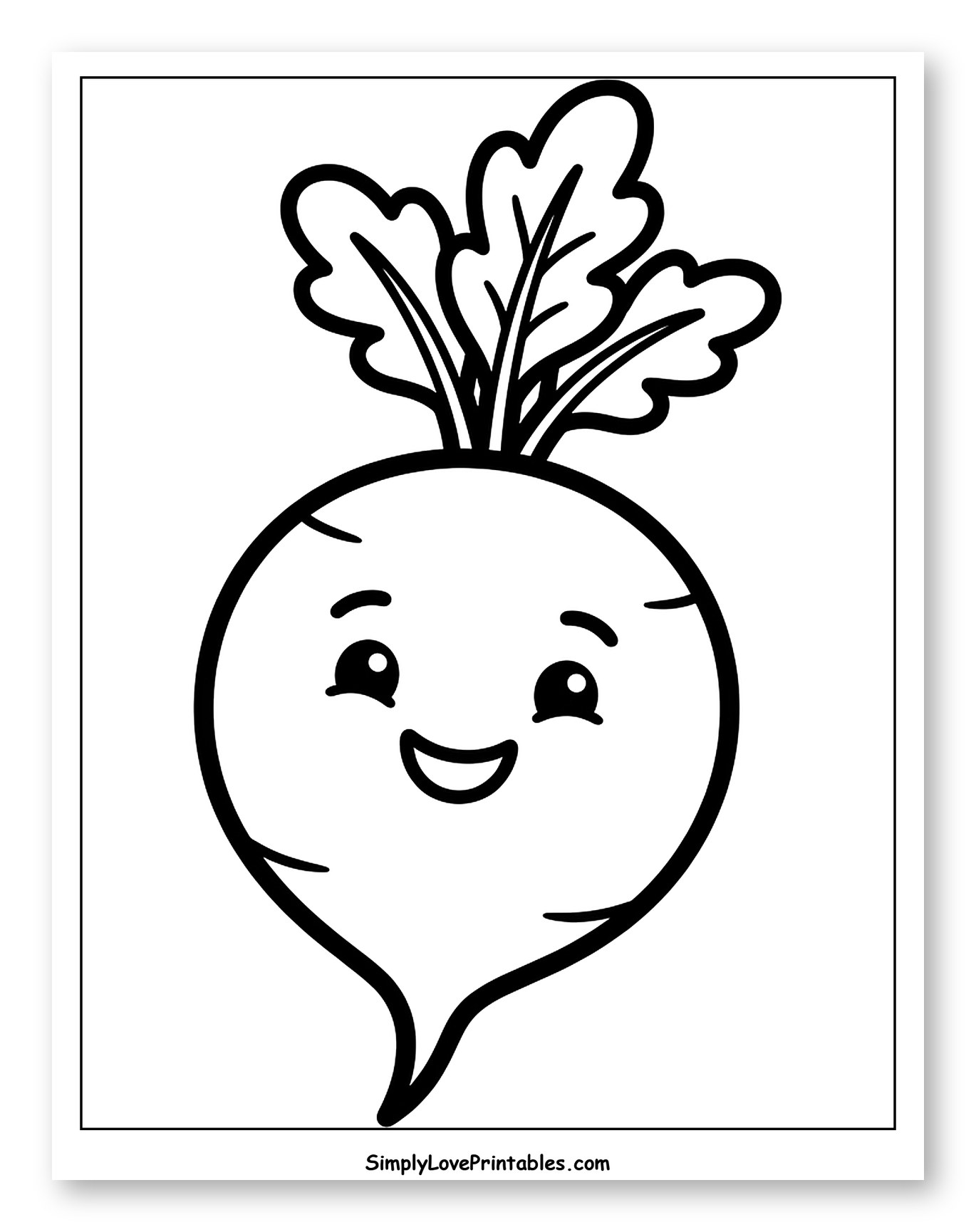 Smiling Radish Root With Green Leaves