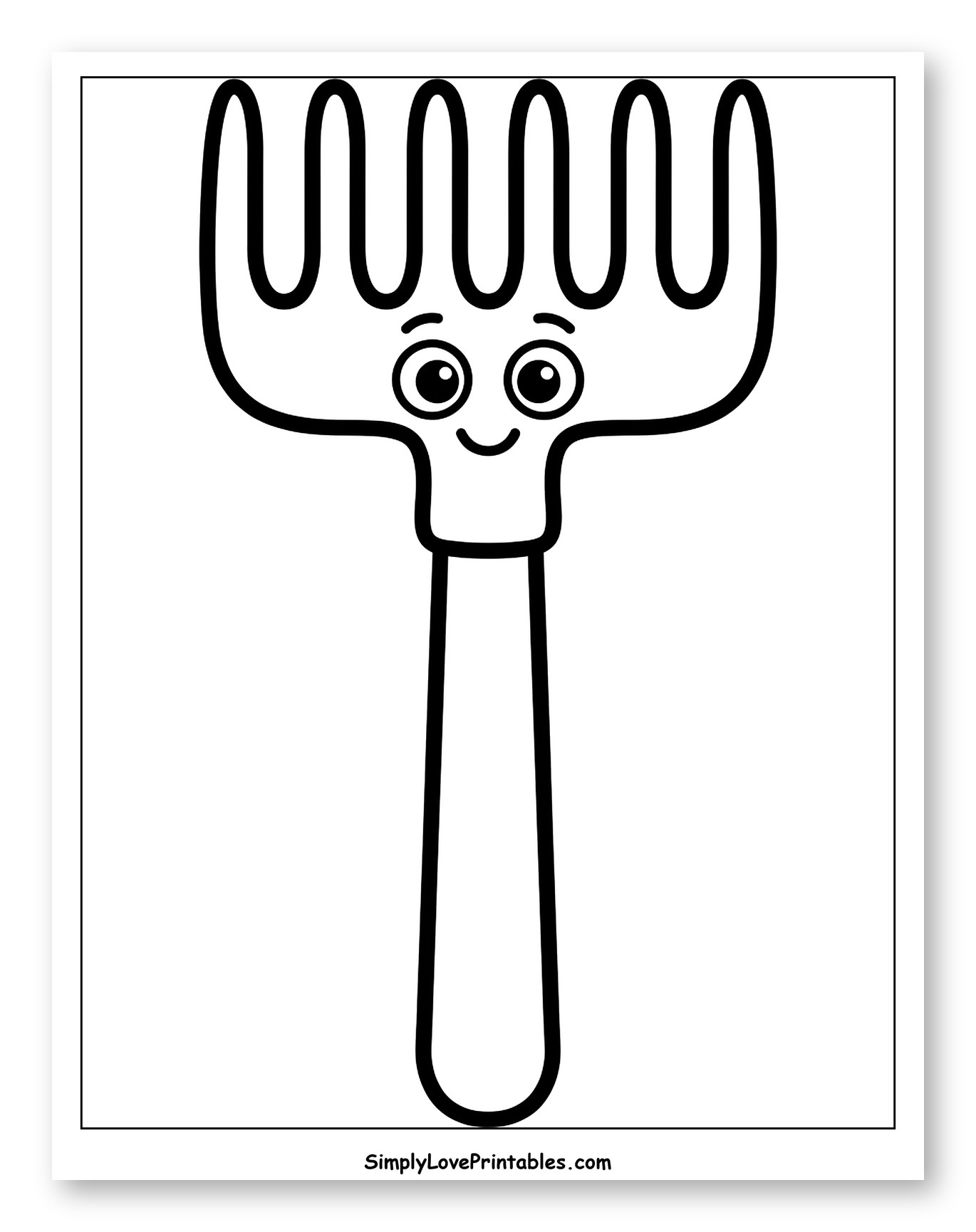 Smiling Rake Cartoon Character to Color for Toddlers