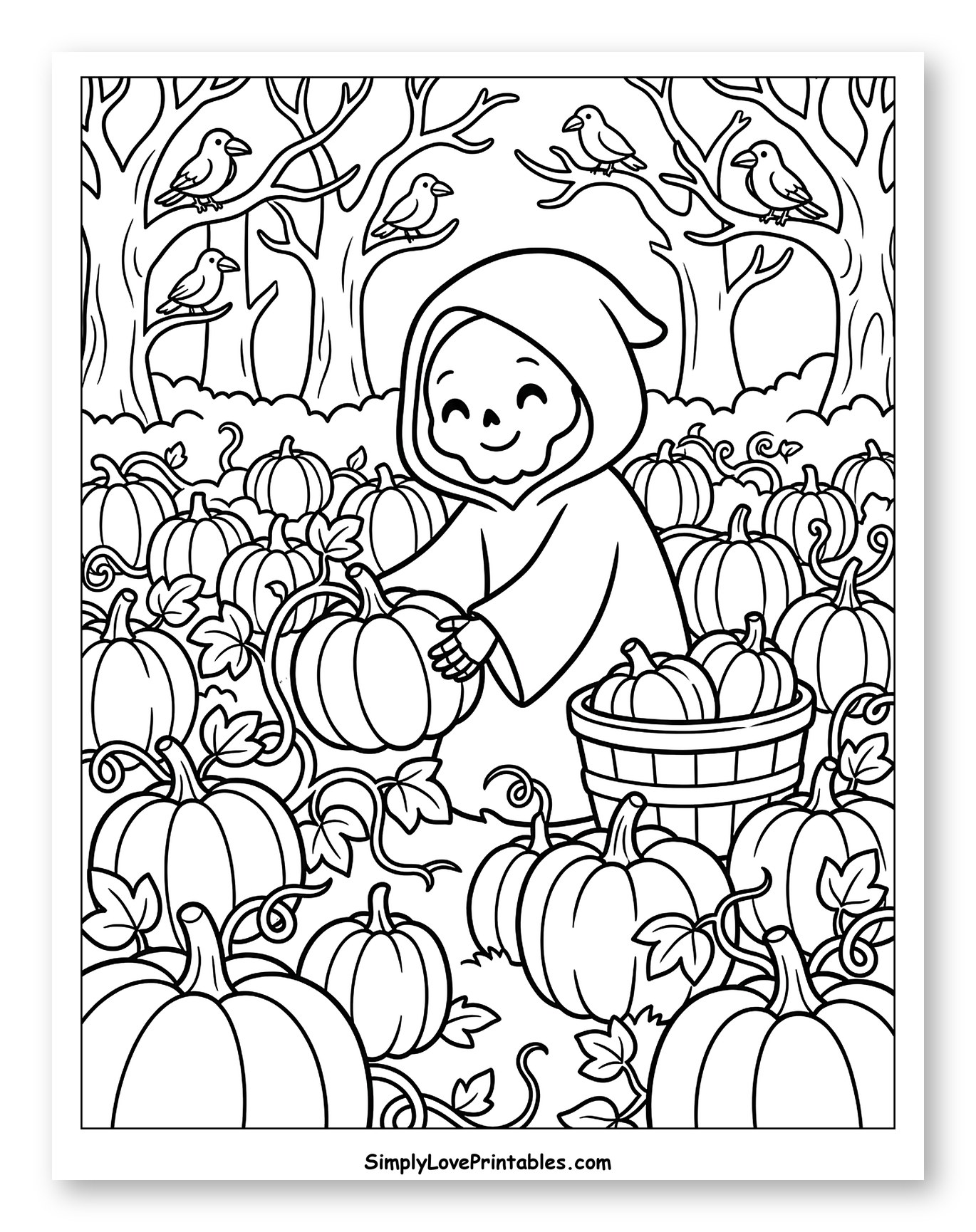 Smiling Reaper in a Pumpkin Patch
