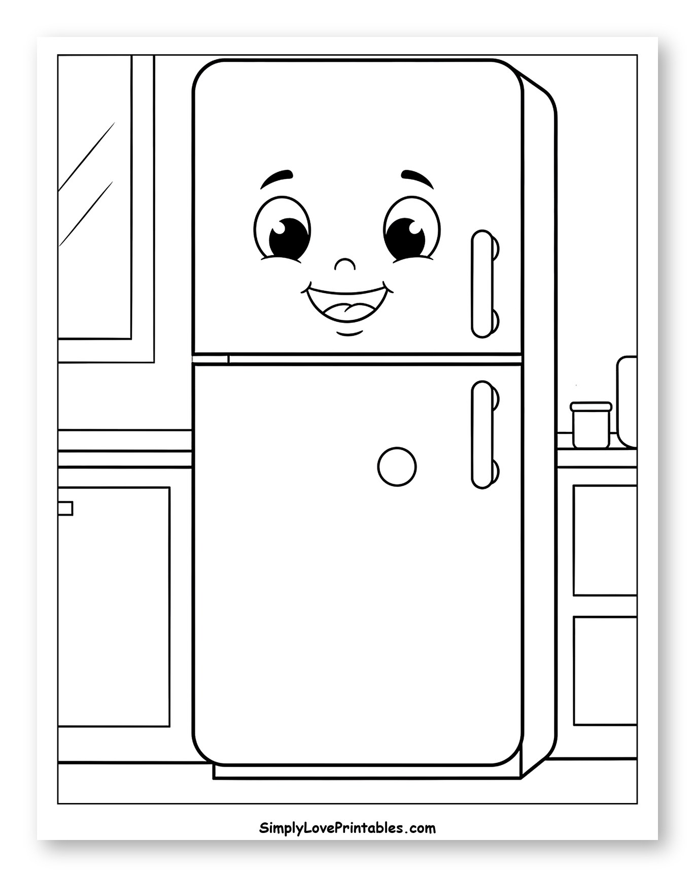 Smiling Refrigerator in a Kitchen Scene
