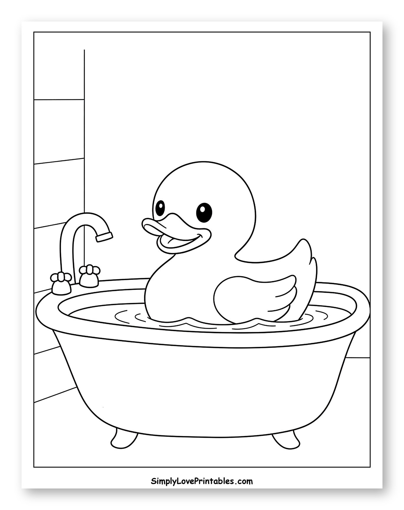 Smiling Rubber Duck Enjoying a Bathtub Bath