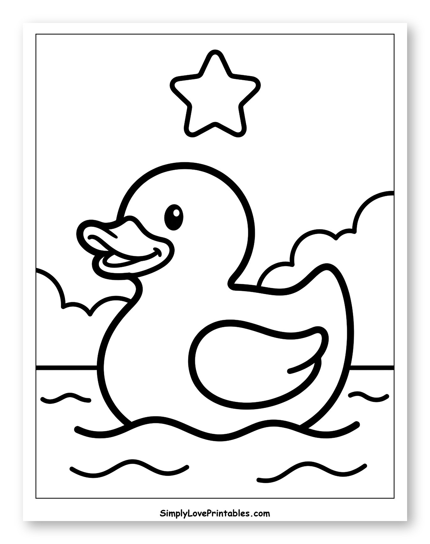 Smiling Rubber Duck Floating with Star