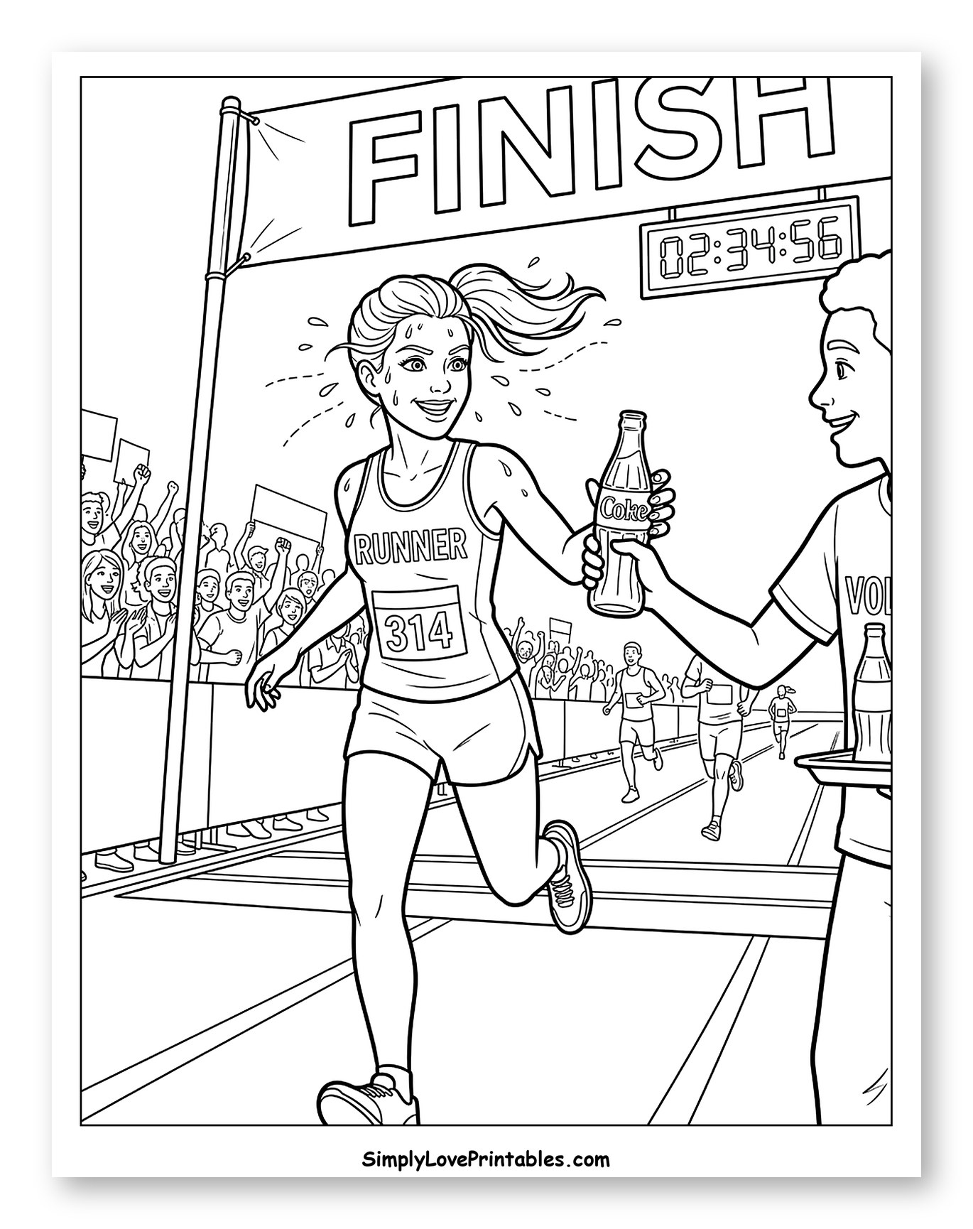 Smiling Runner Receiving Coke at Finish Line