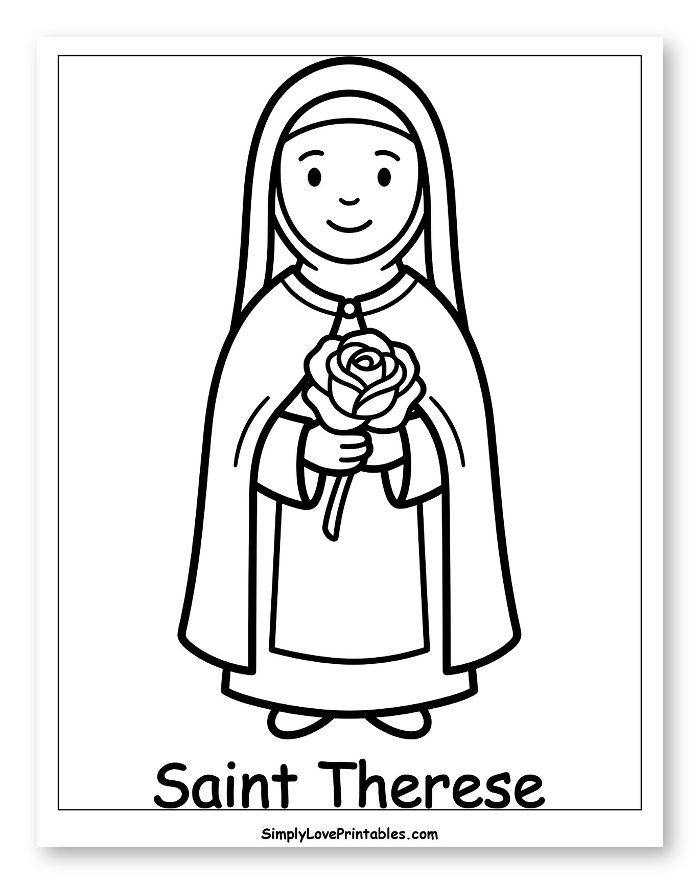 Smiling Saint Therese Holding a Rose