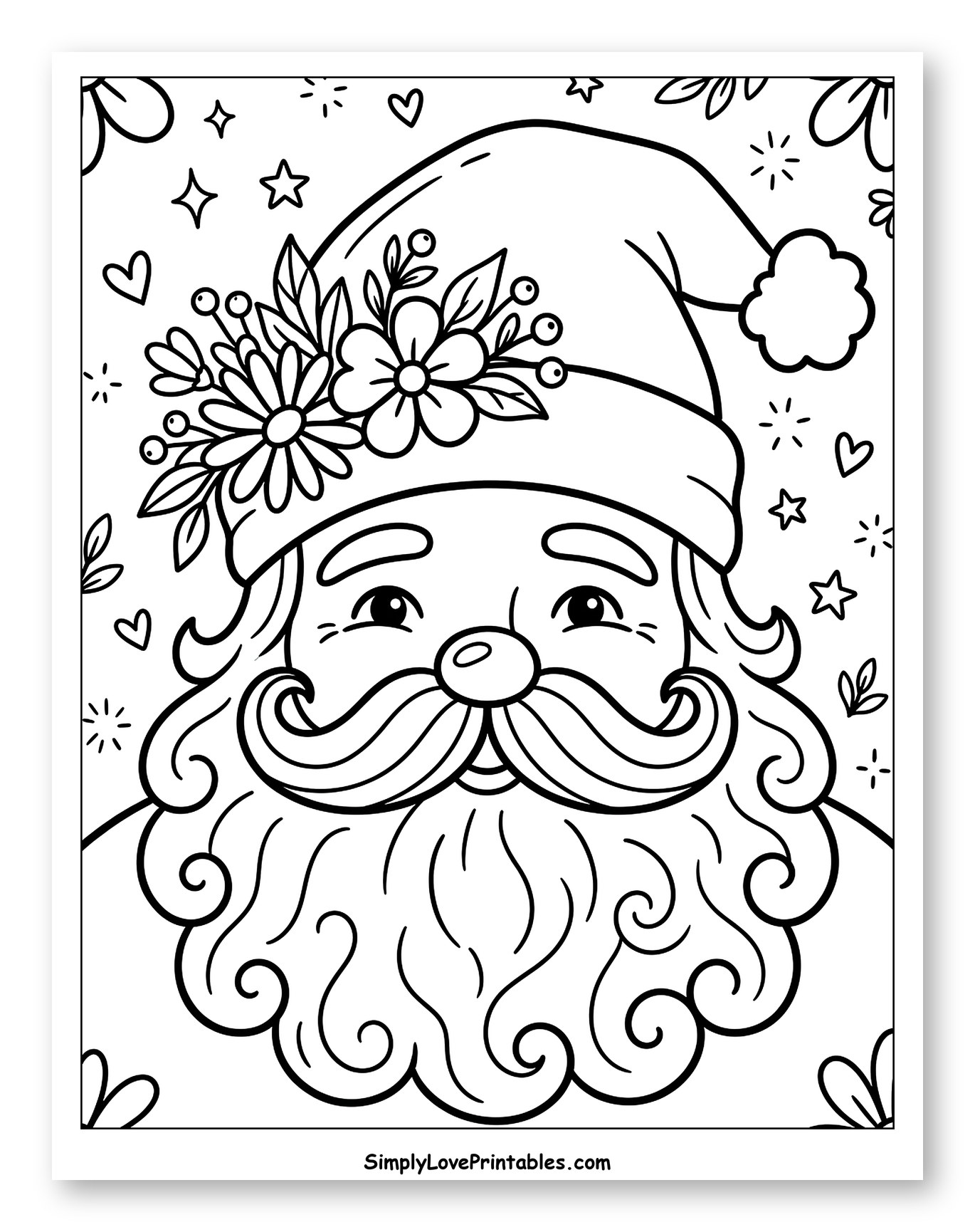 Smiling Santa Claus with a Flower Crown