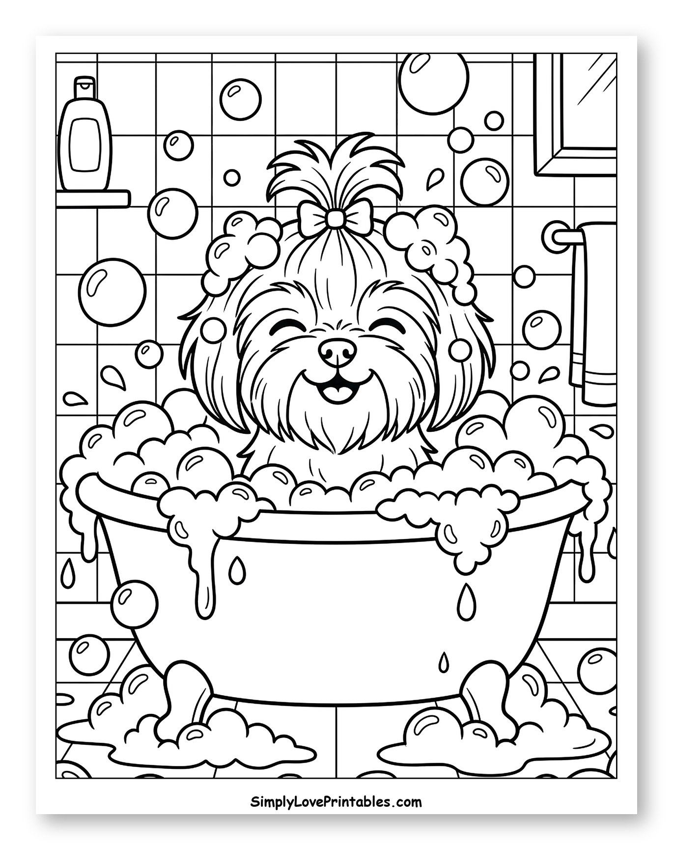 Smiling Shih Tzu Puppy in a Bathtub