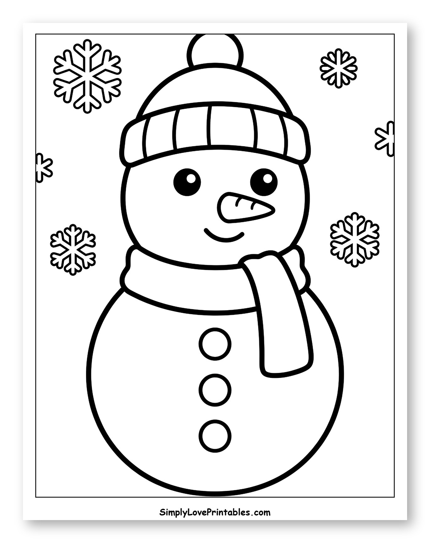 Smiling Snowman in a Cozy Winter Hat