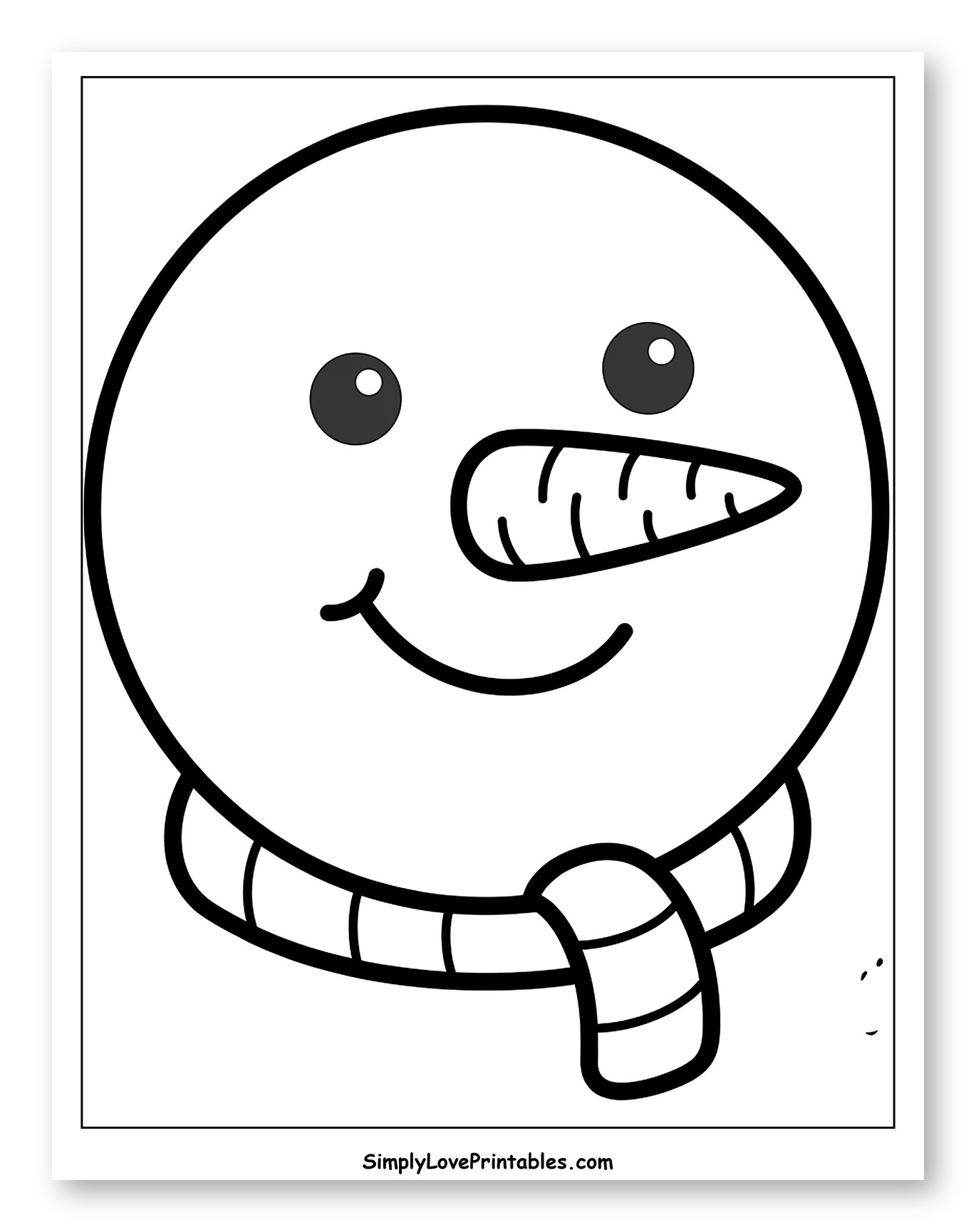Smiling Snowman Wearing a Striped Scarf