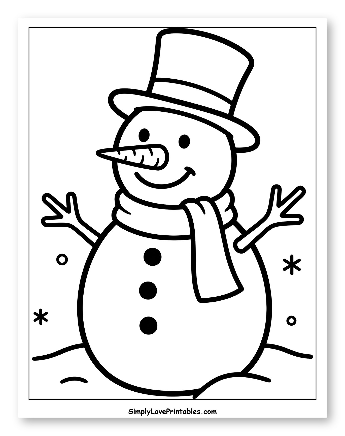 Smiling Snowman Wearing a Top Hat