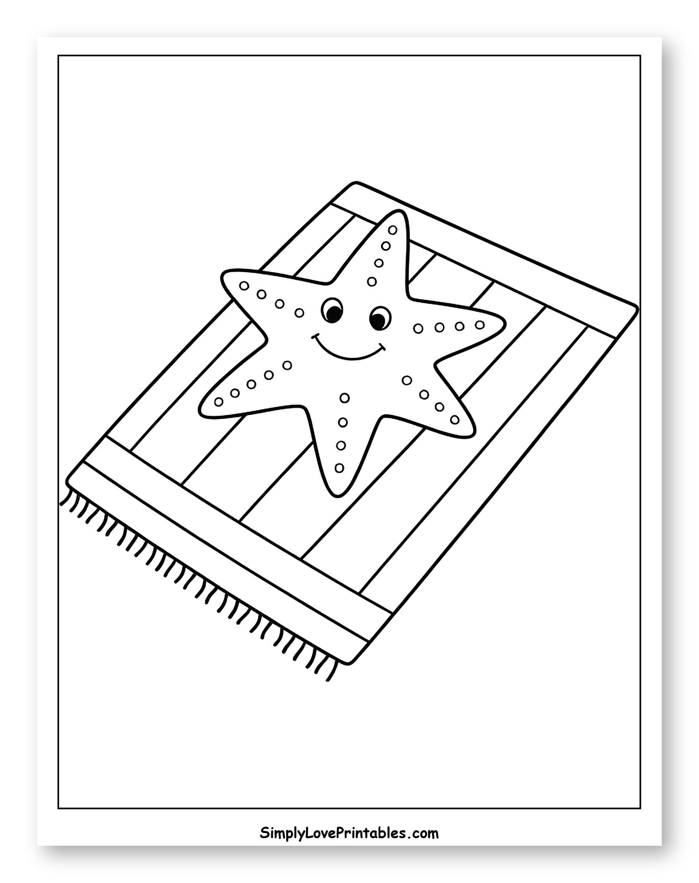 Smiling Starfish on a Striped Beach Towel