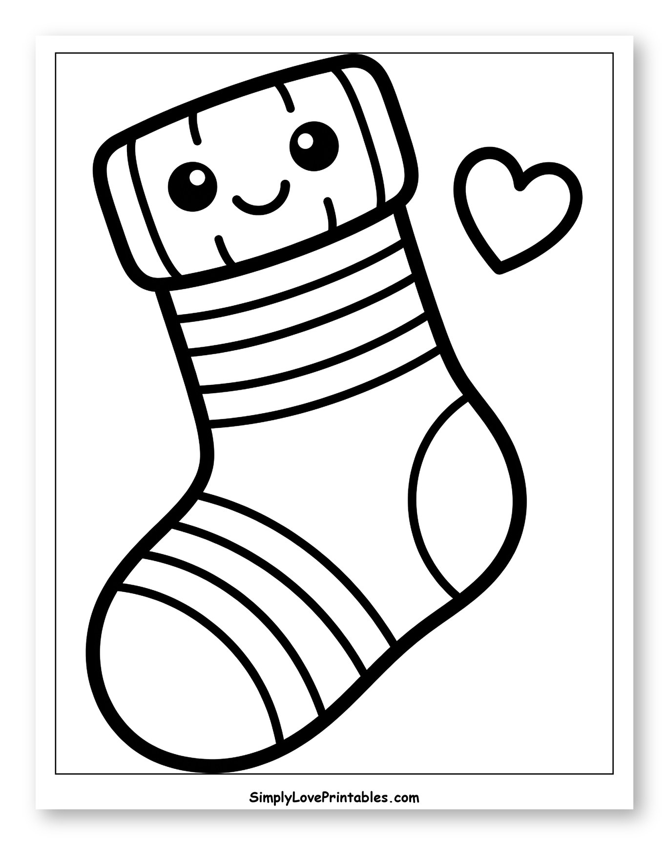 Smiling Striped Sock with a Heart