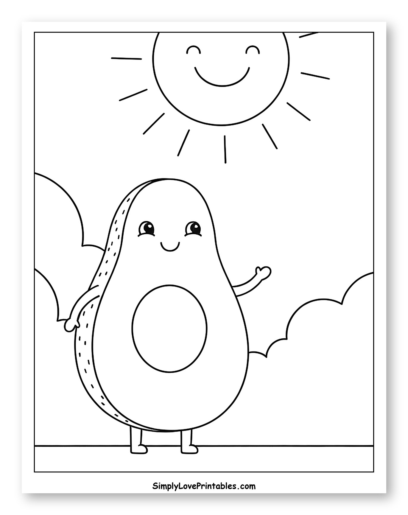 Smiling Sun and Cute Avocado