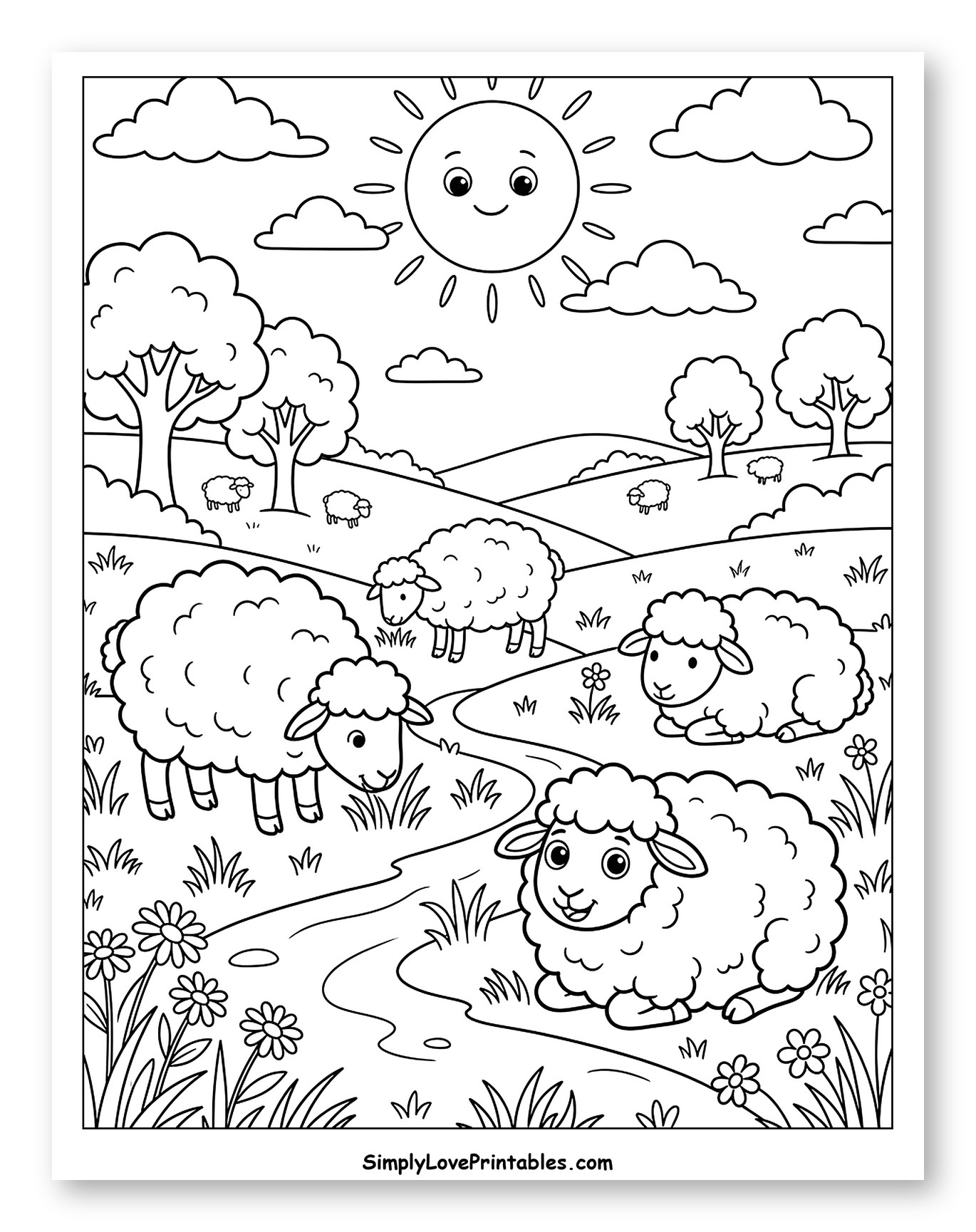 Smiling Sun Over Sheep Pasture