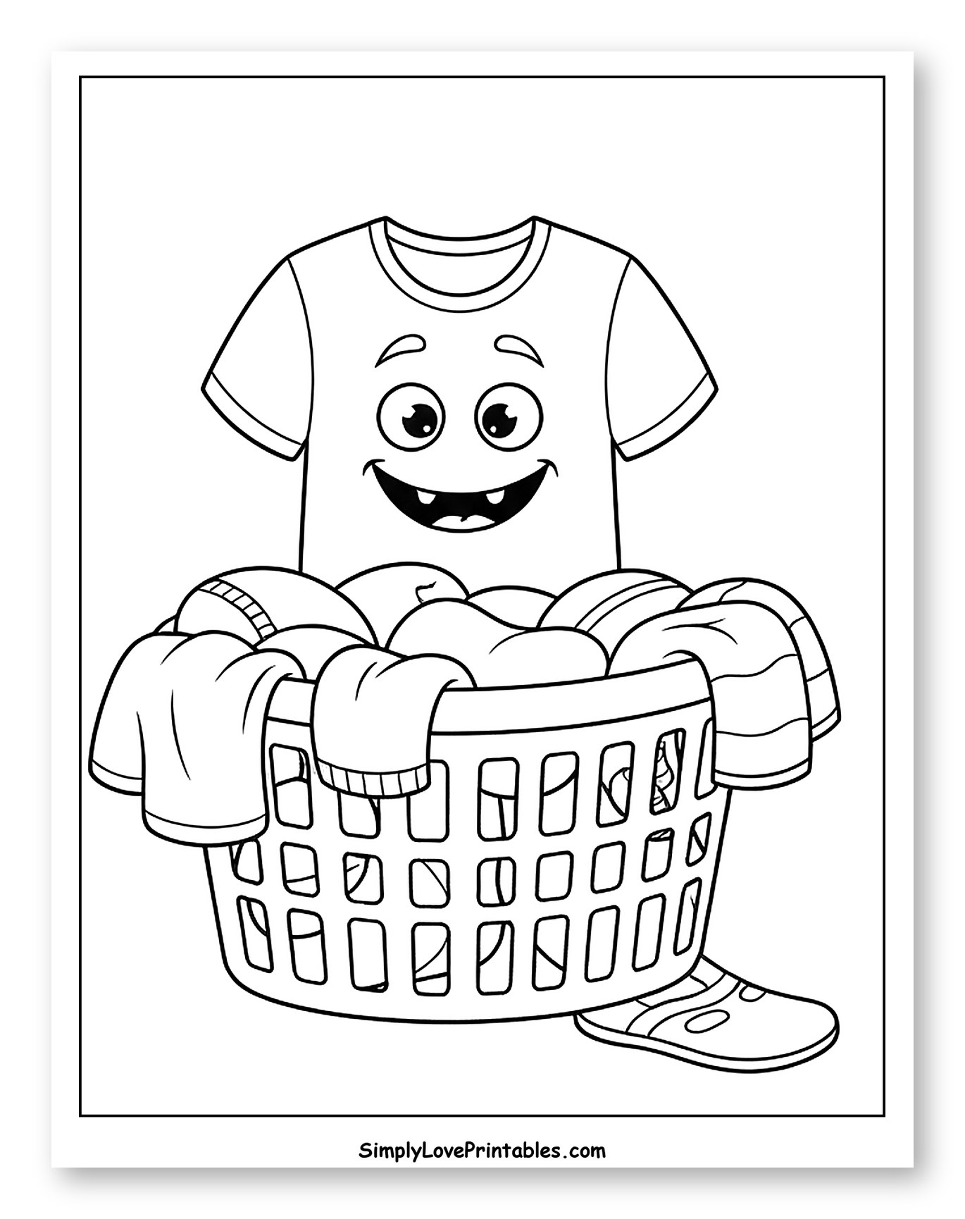 Smiling T-Shirt with Full Laundry Basket