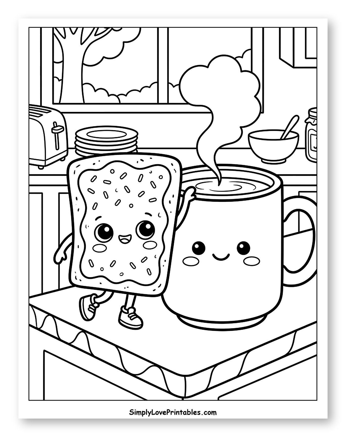 Smiling Toast and Coffee Breakfast Scene