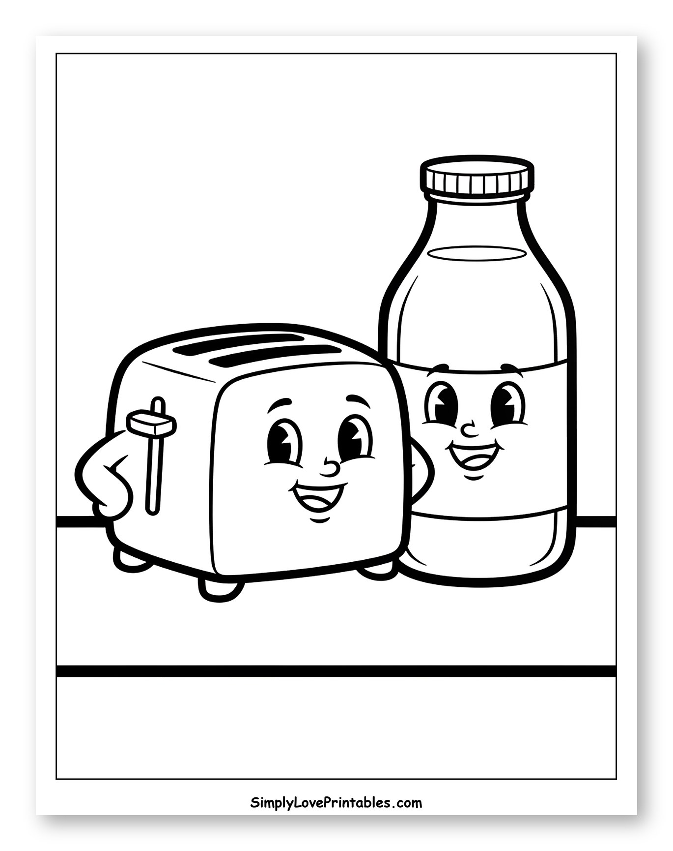 Smiling Toaster and Milk Bottle Characters