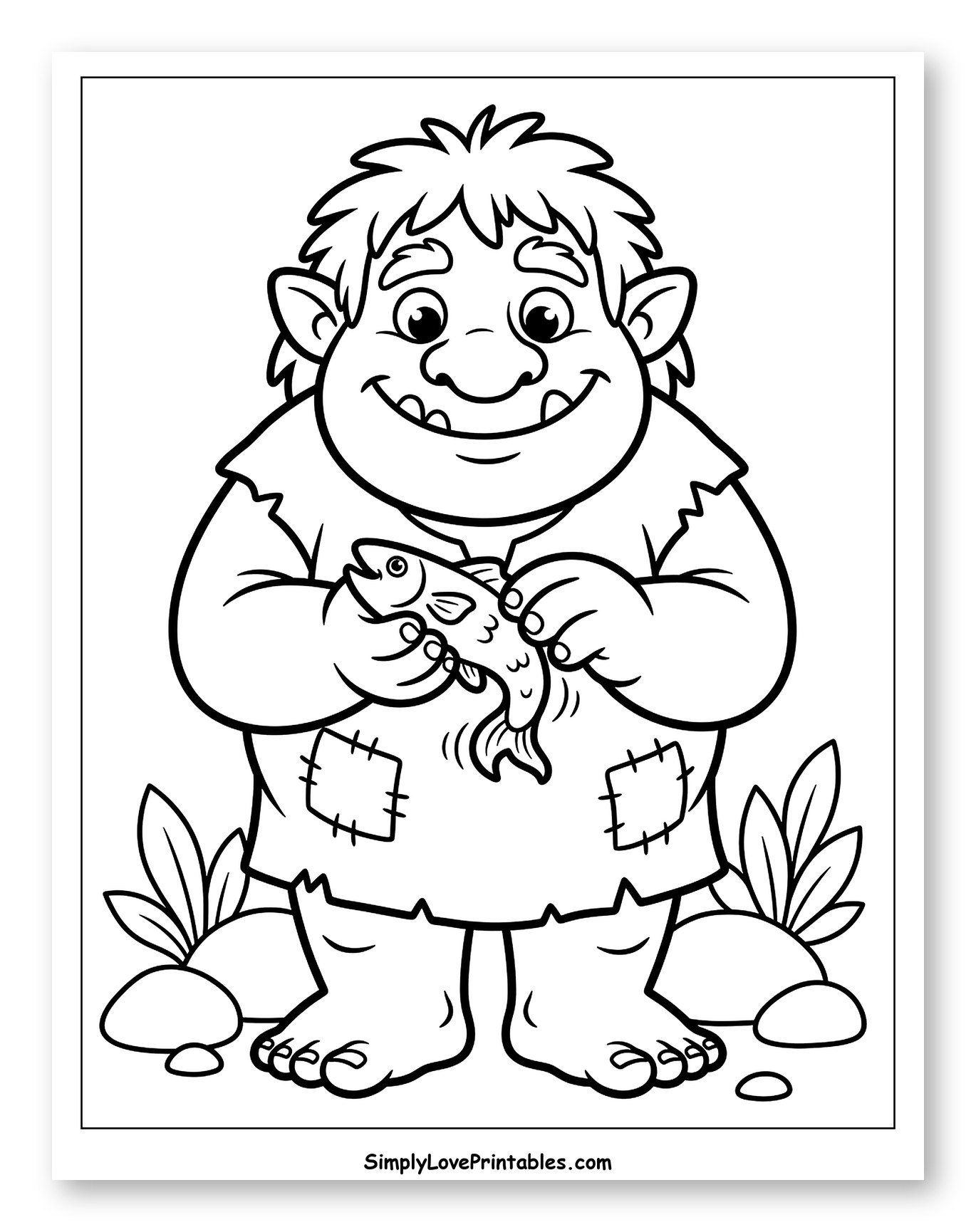 Smiling Troll Holding a Freshly Caught Fish