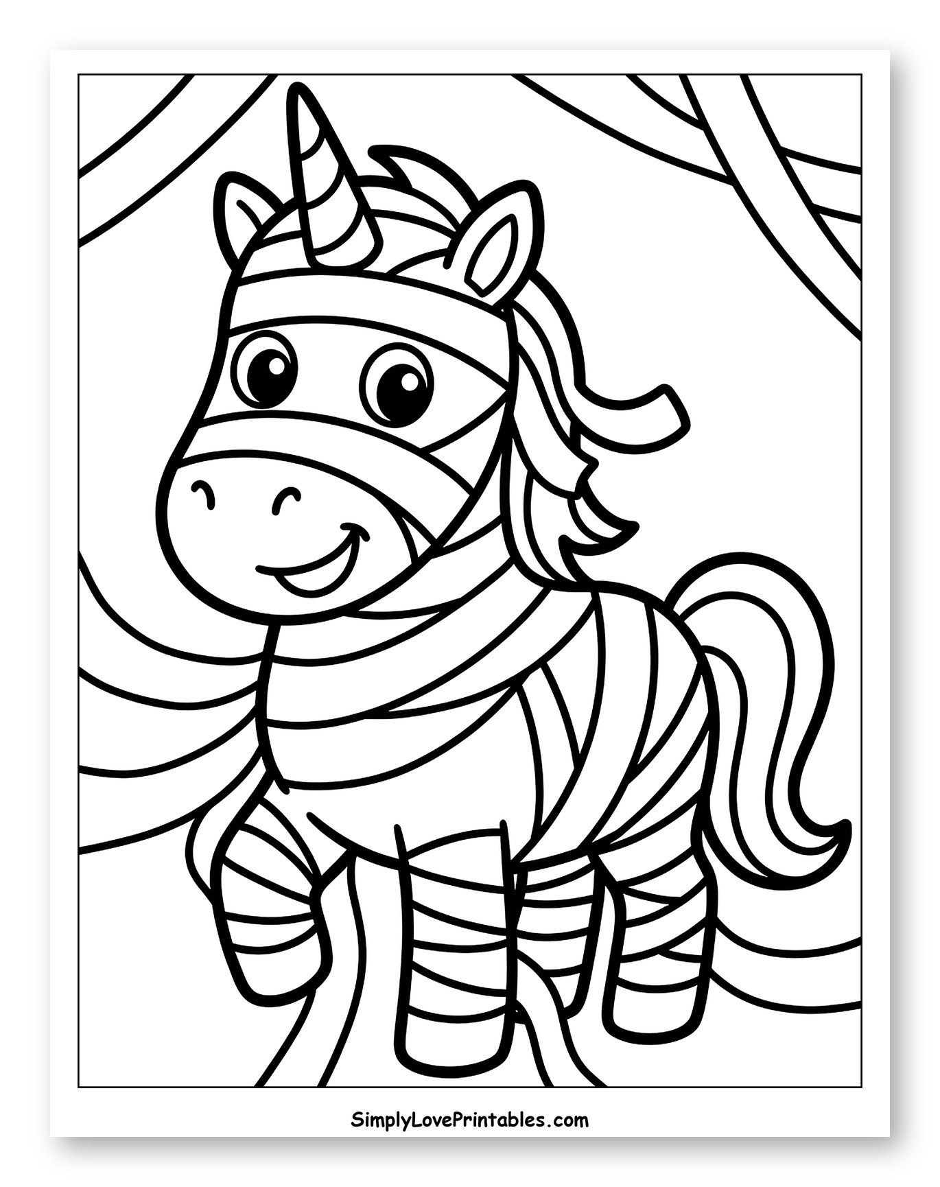 Smiling Unicorn Dressed as a Mummy