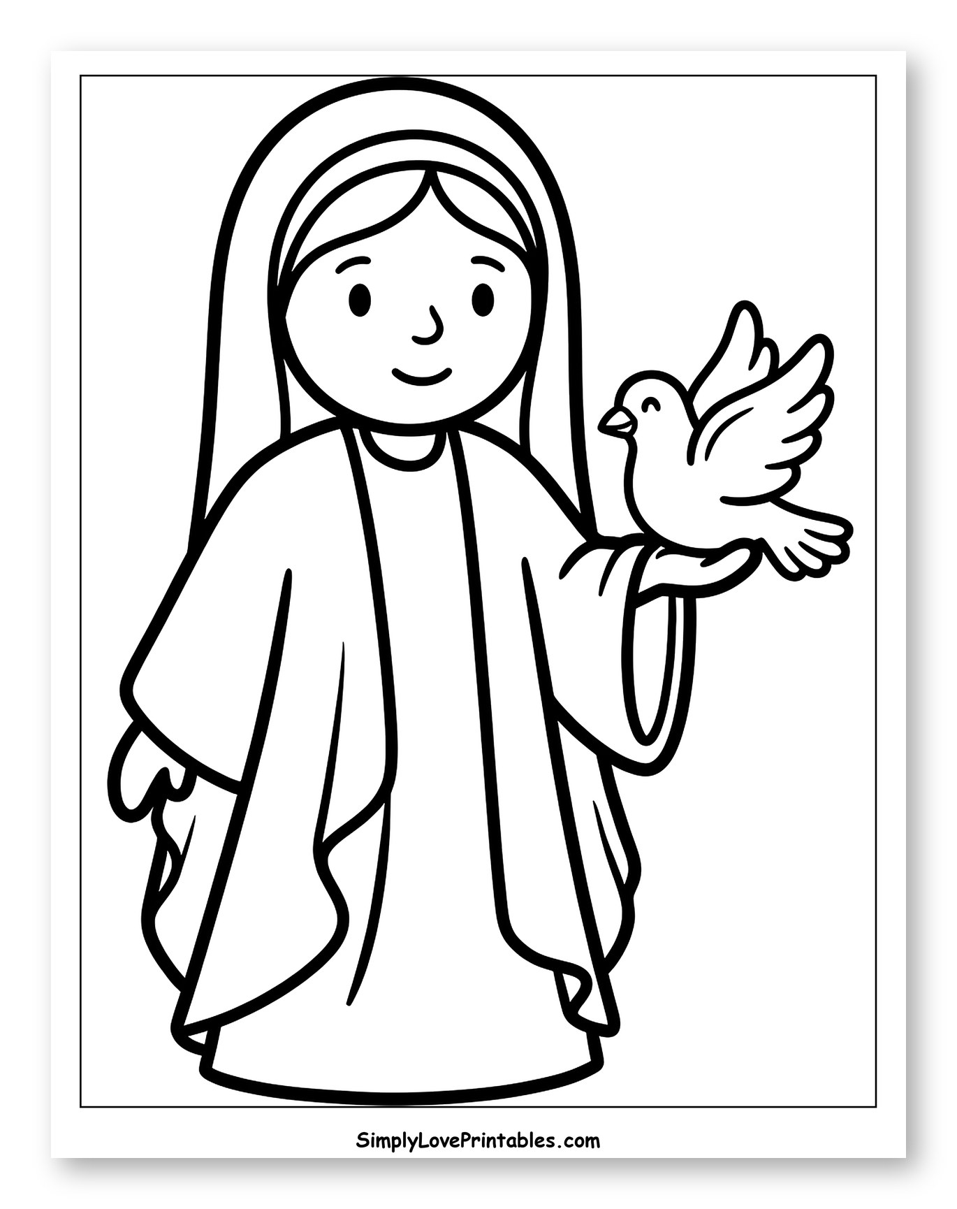 Smiling Virgin Mary Holding a Dove