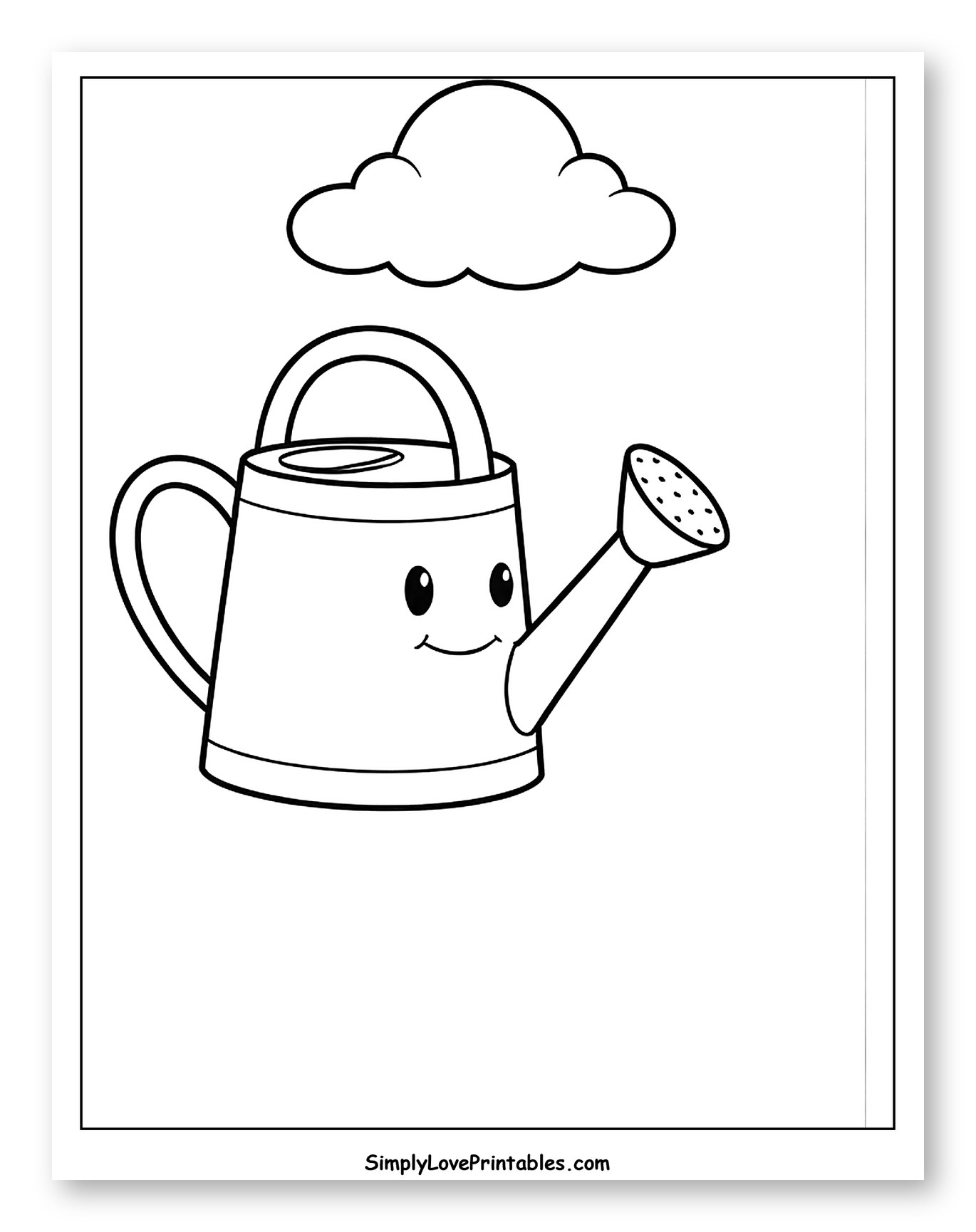 Smiling Watering Can with Cloud Above