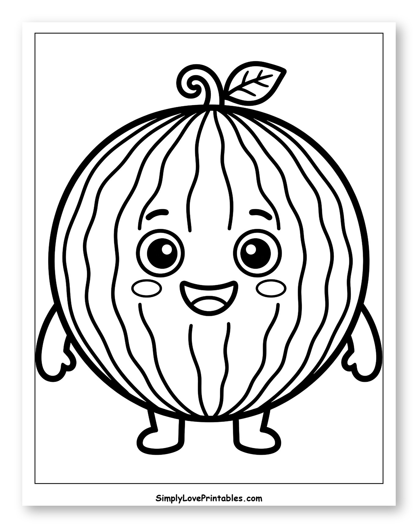 Smiling Watermelon with Tiny Arms and Legs