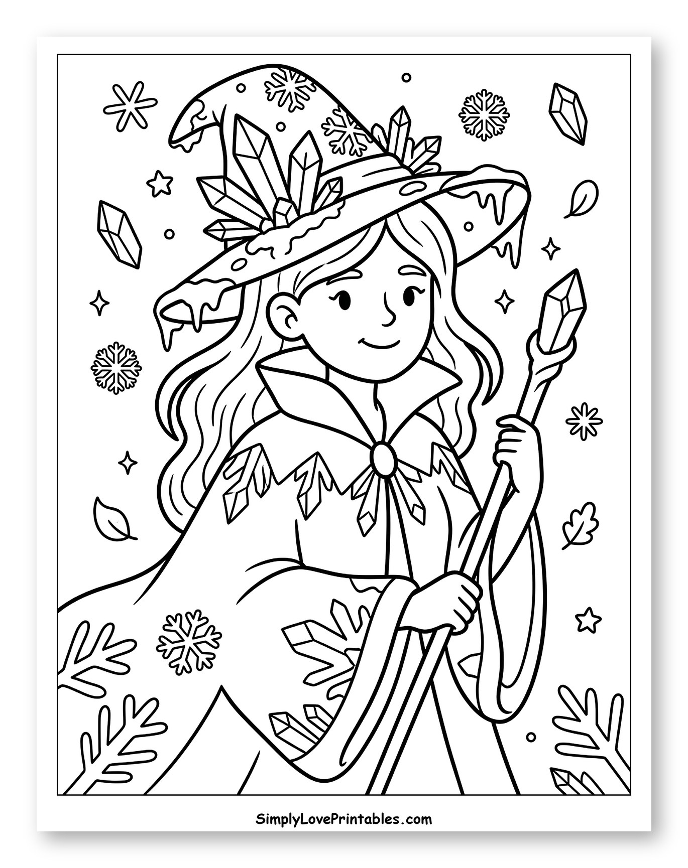 Smiling Winter Witch with Crystal Adornments