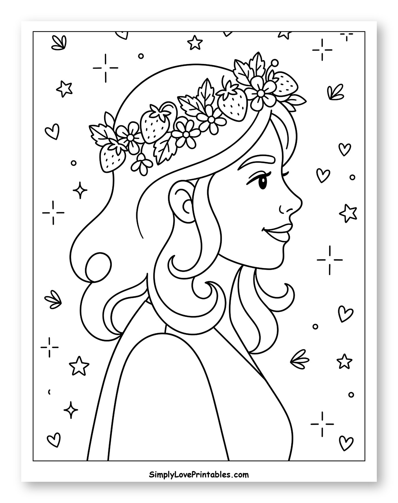 Smiling Woman Adorned with Strawberry Wreath