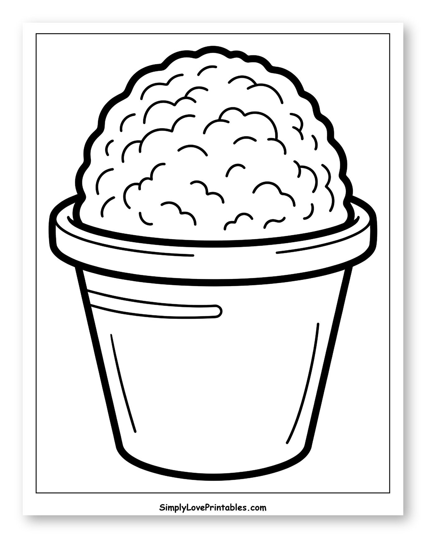 Snow Cone in a Simple Cup Coloring Sheet for Toddlers