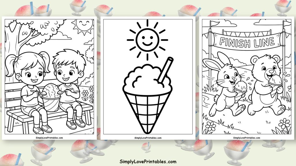 Snow cones coloring pages featured image